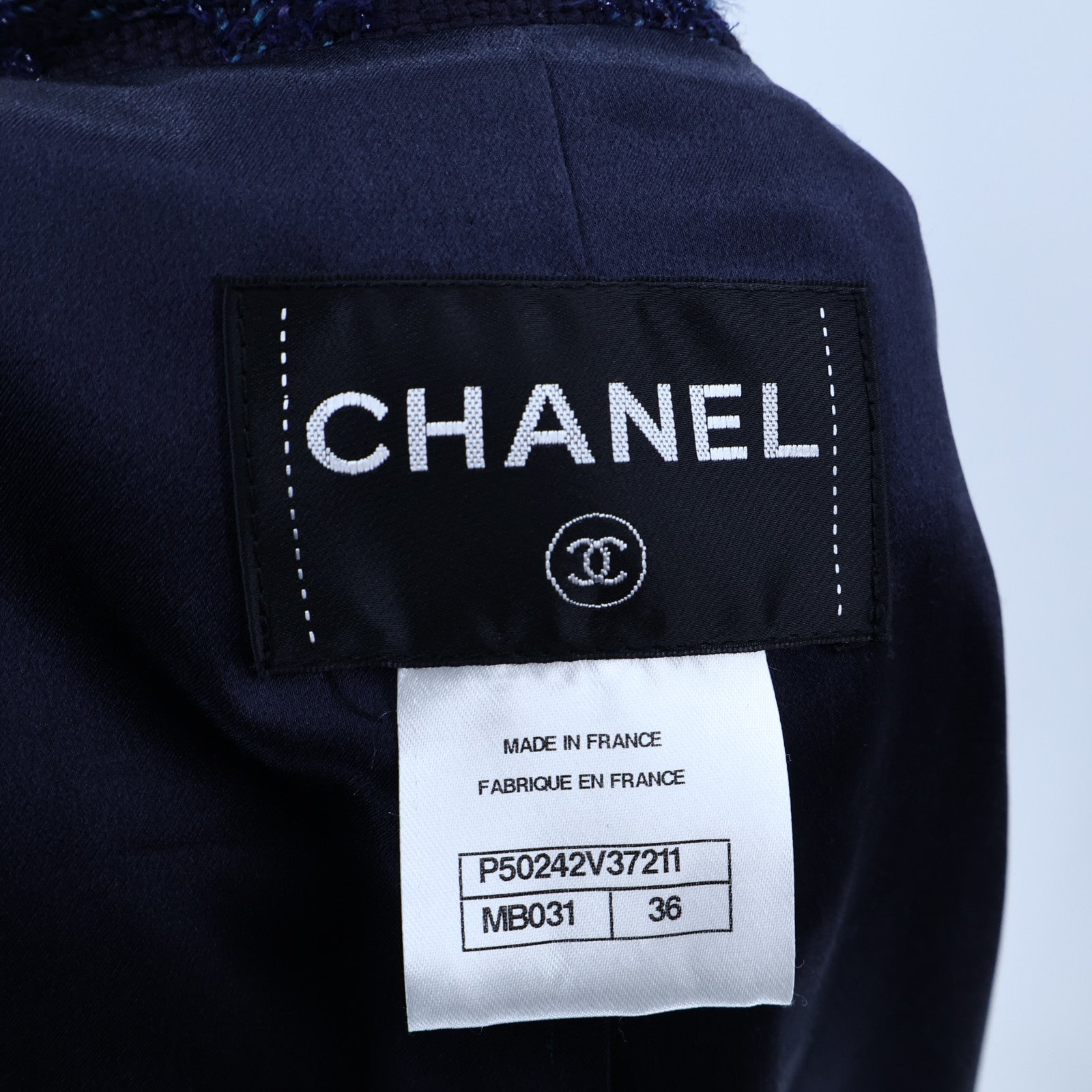 CHANEL Acrylic/Wool Coco Mark Tweed Stand Collar Coat大衣
