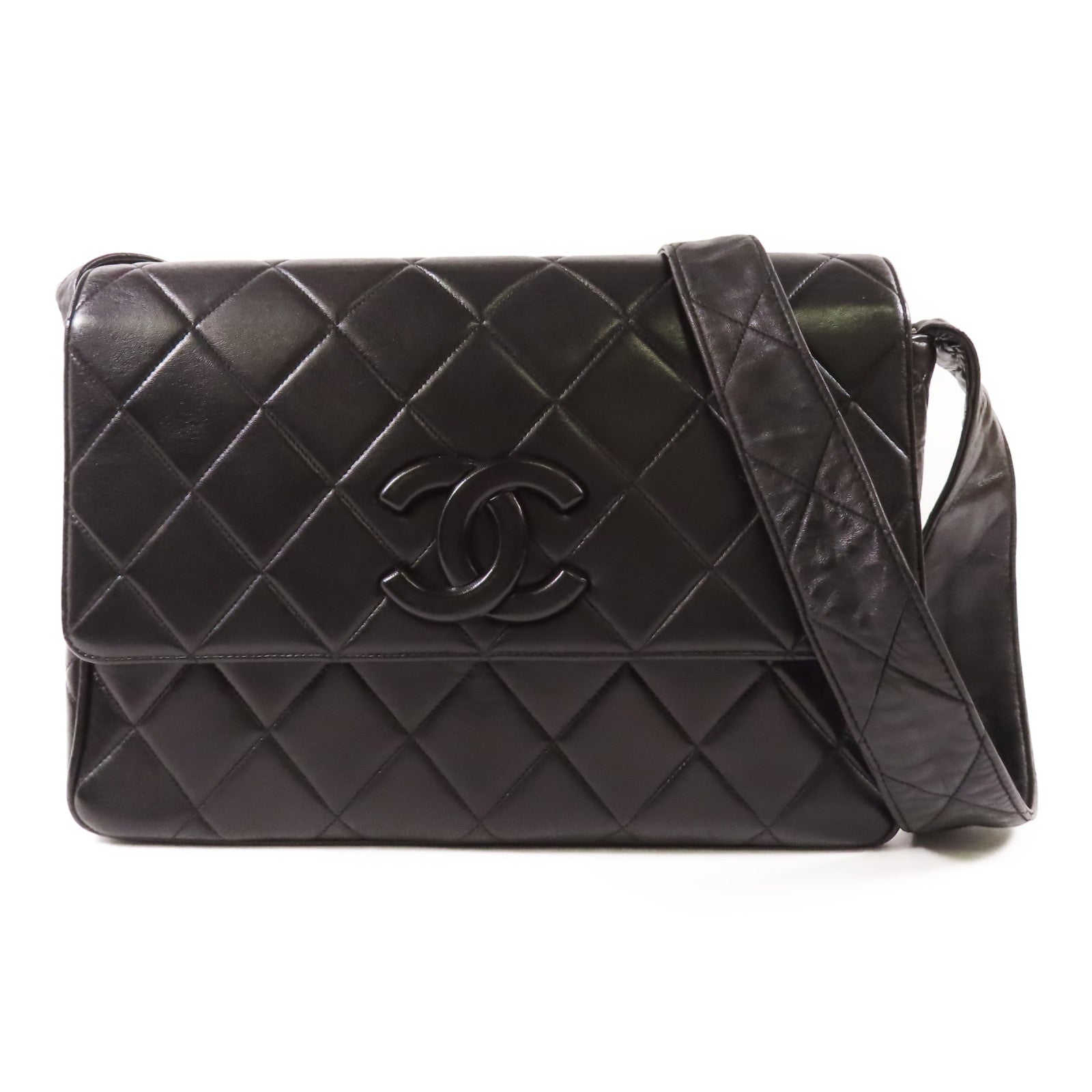 CHANEL 牛皮皮革Vintage So Black金扣肩背袋