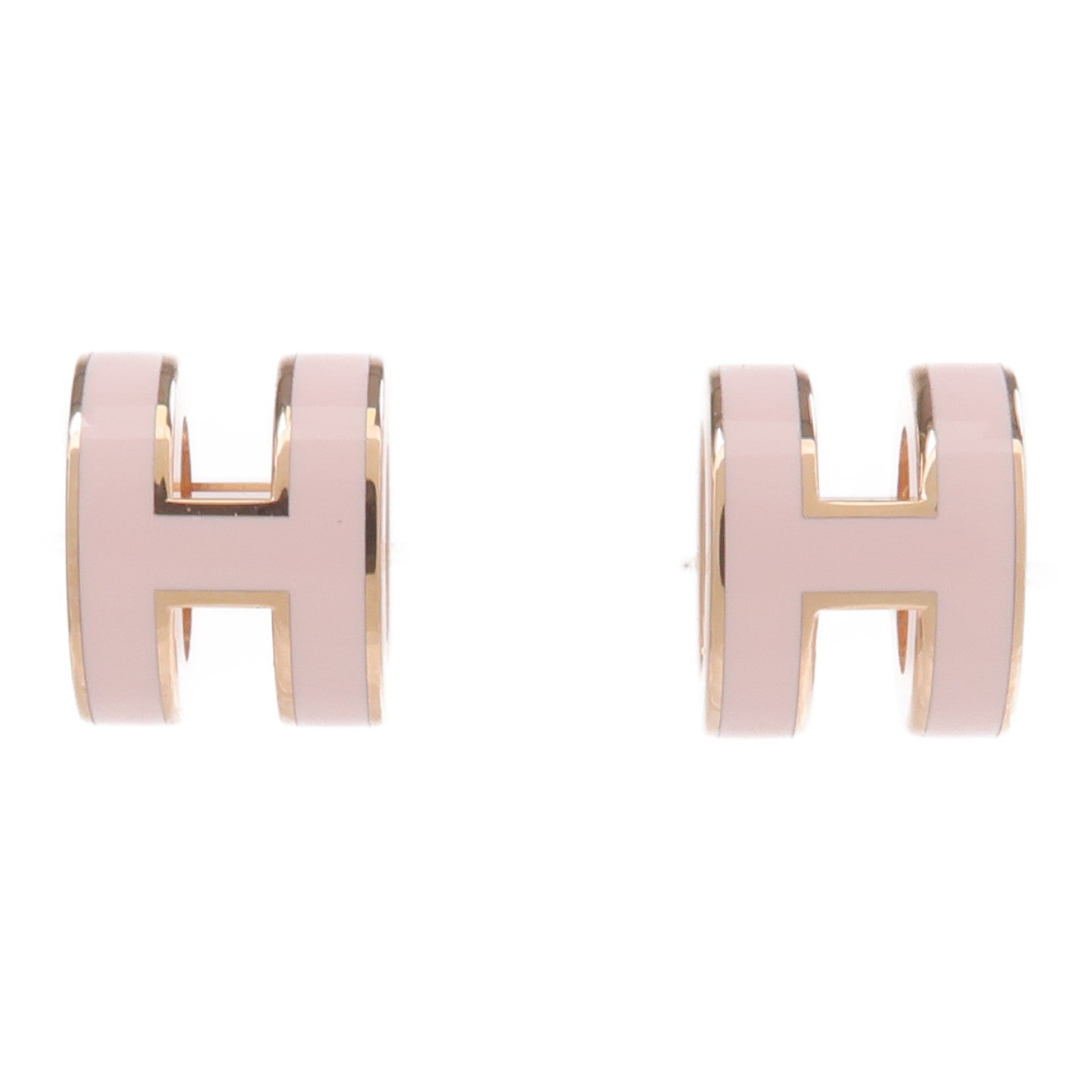 HERMES 金屬Mini Pop H Earrings耳環Rose Dragee