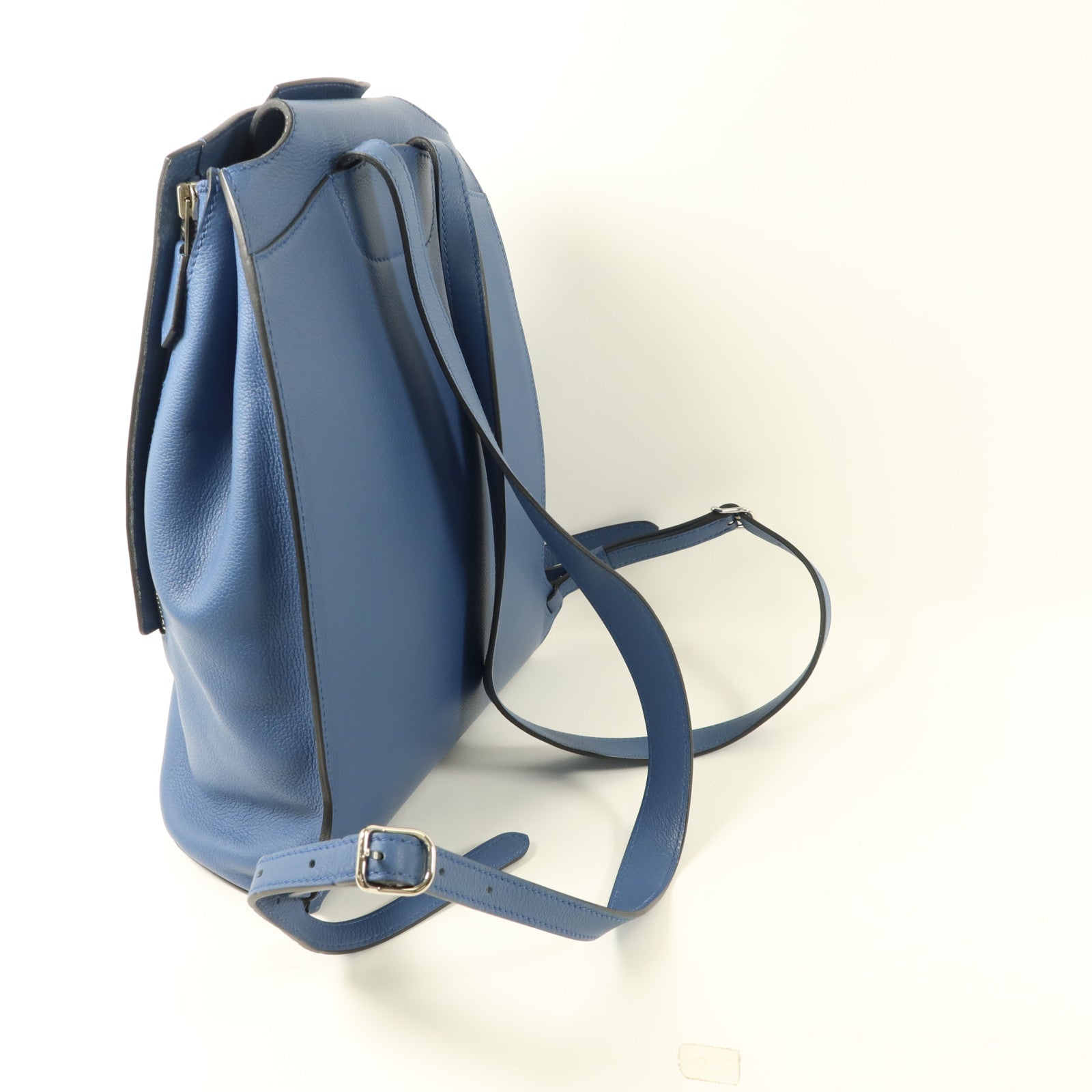 HERMES Evercolor皮革Sac A Dos GR24銀扣背包Bleu Brighton