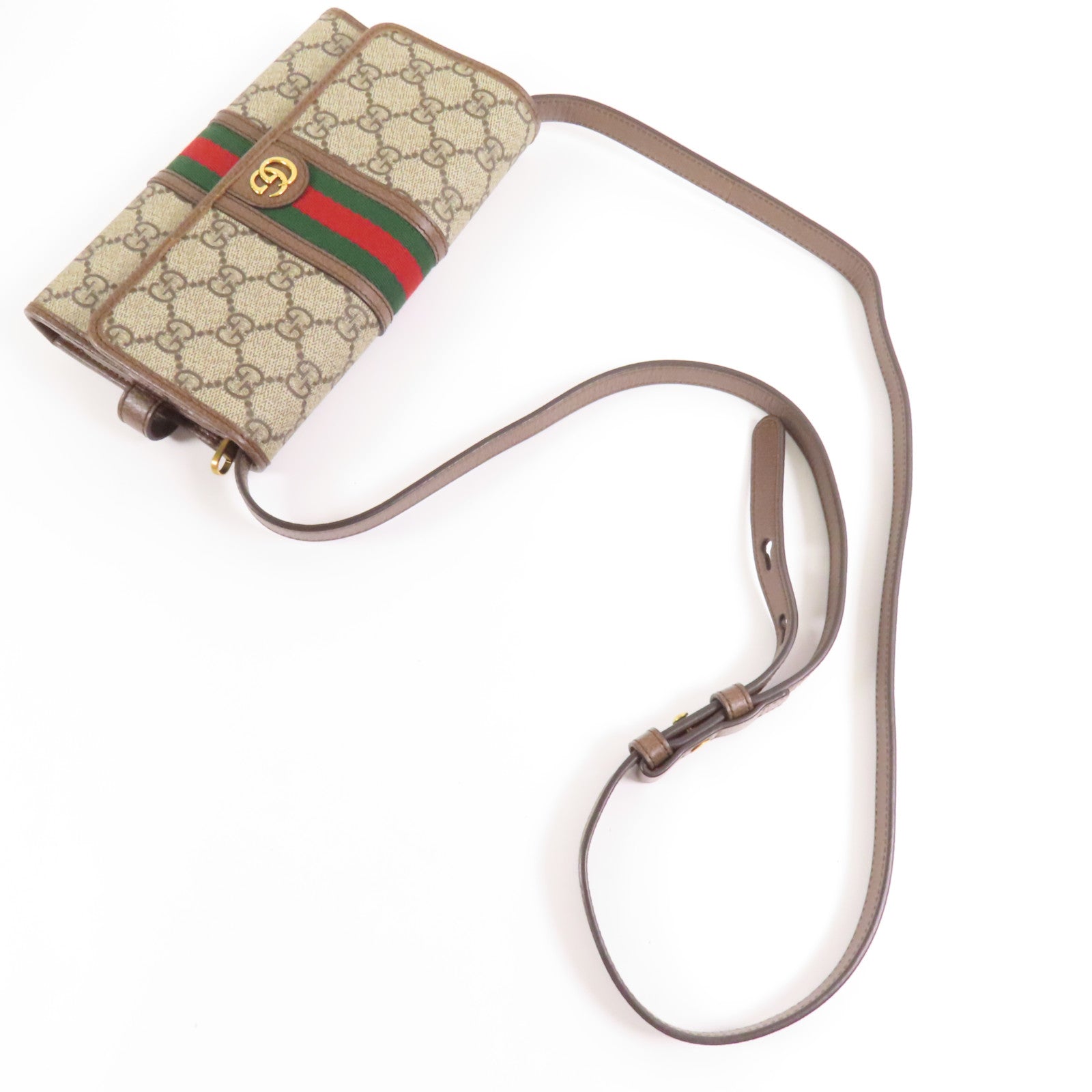 GUCCI GG GHW Shoulder Bag 645082 Coated Canvas Brown