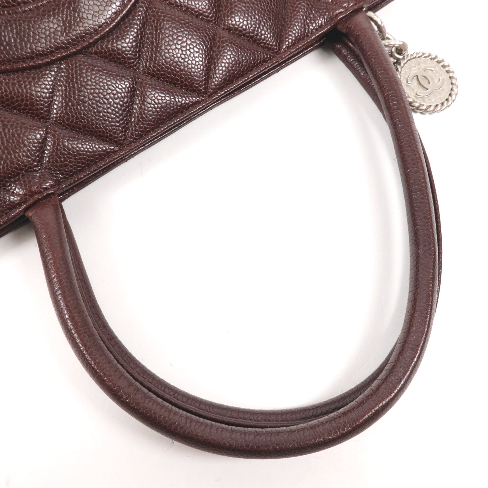 CHANEL 牛皮皮革Medallion Tote銀扣手挽袋