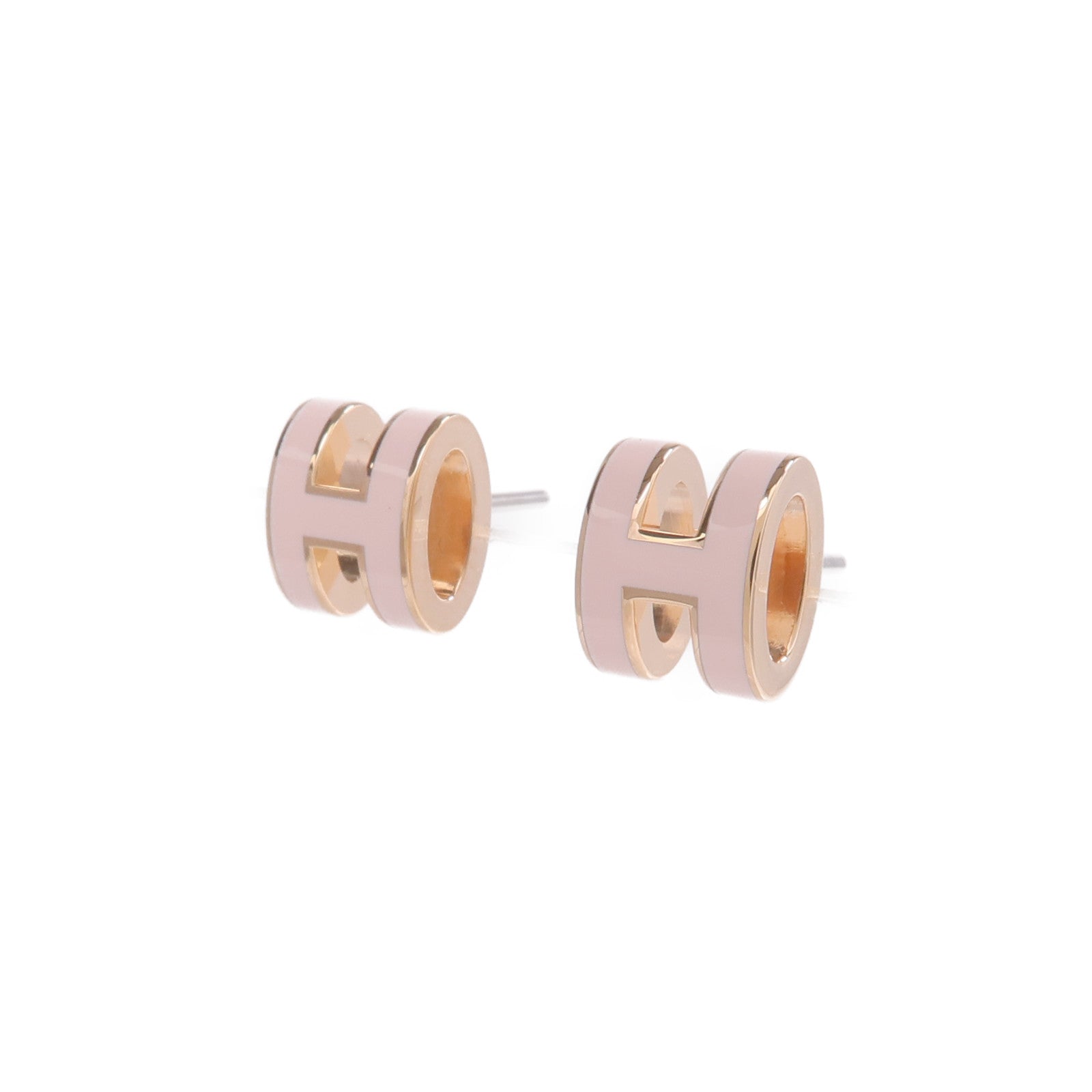 HERMES 金屬Mini Pop H Earrings耳環Rose Dragee