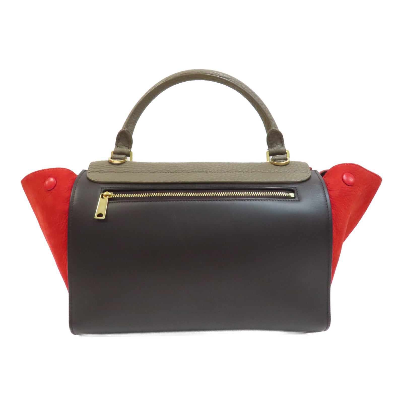 CELINE 牛皮皮革Trapeze PM金扣手挽肩背兩用袋灰色/紅色/黑色