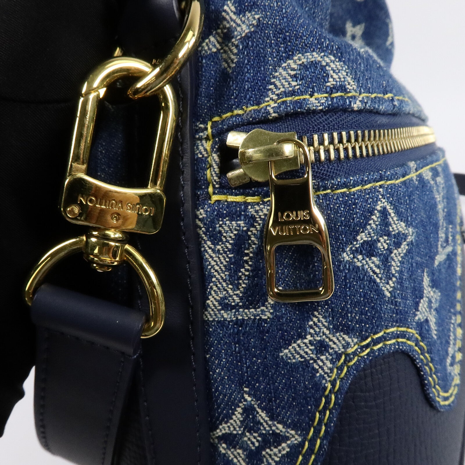 LOUIS VUITTON Denim/Taurillon Japanese Cruiser手挽肩背兩用袋