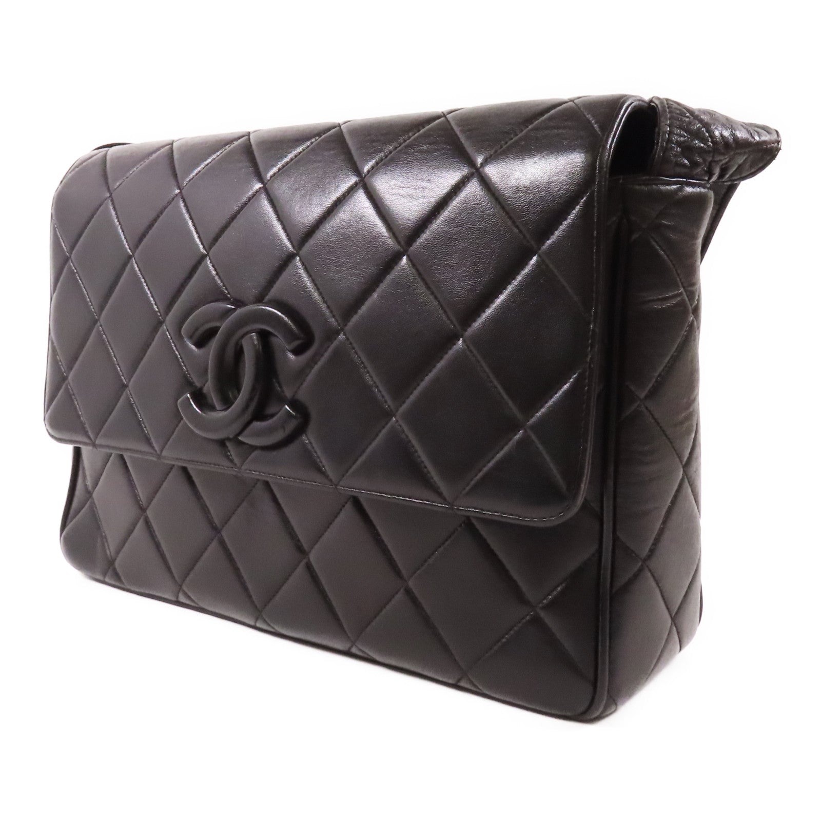 CHANEL 牛皮皮革Vintage So Black金扣肩背袋
