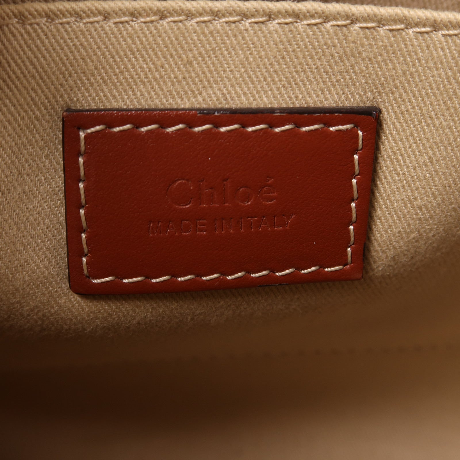 Chloe 【激減優惠】帆布Mini Woody金扣手挽肩背兩用袋米色/啡色