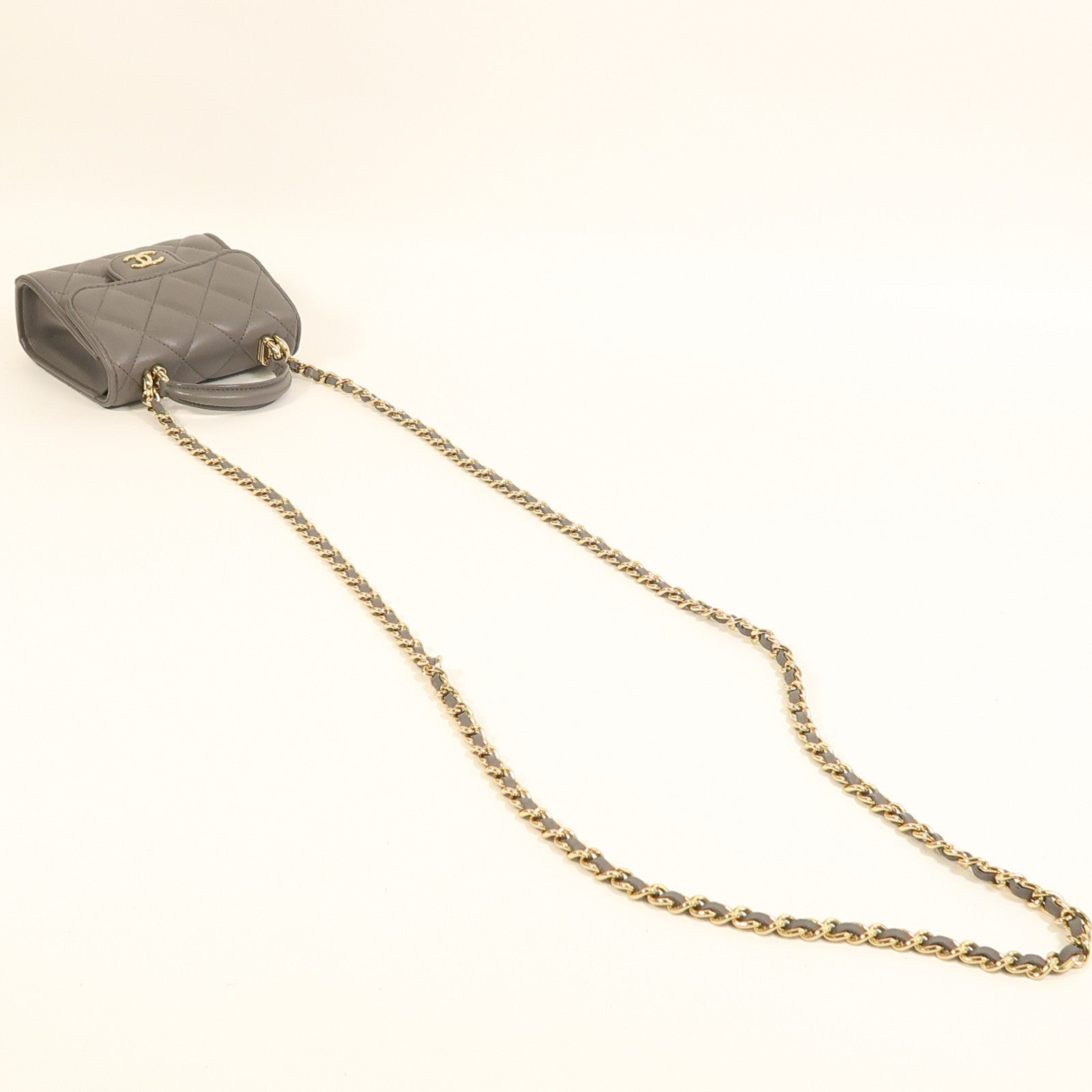 CHANEL 羊皮皮革2 Way Shoulder金扣手挽肩背兩用袋