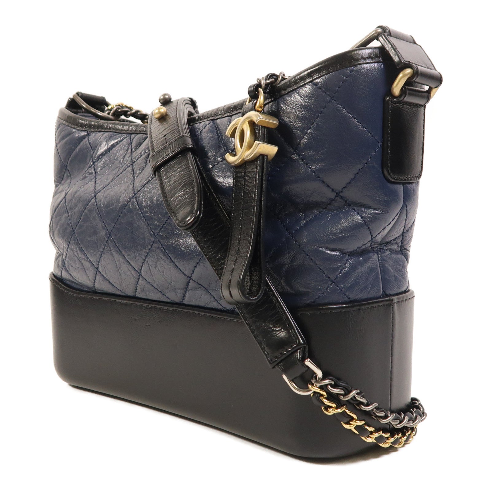 CHANEL 牛皮皮革Gabrielle Medium鏈帶肩背袋