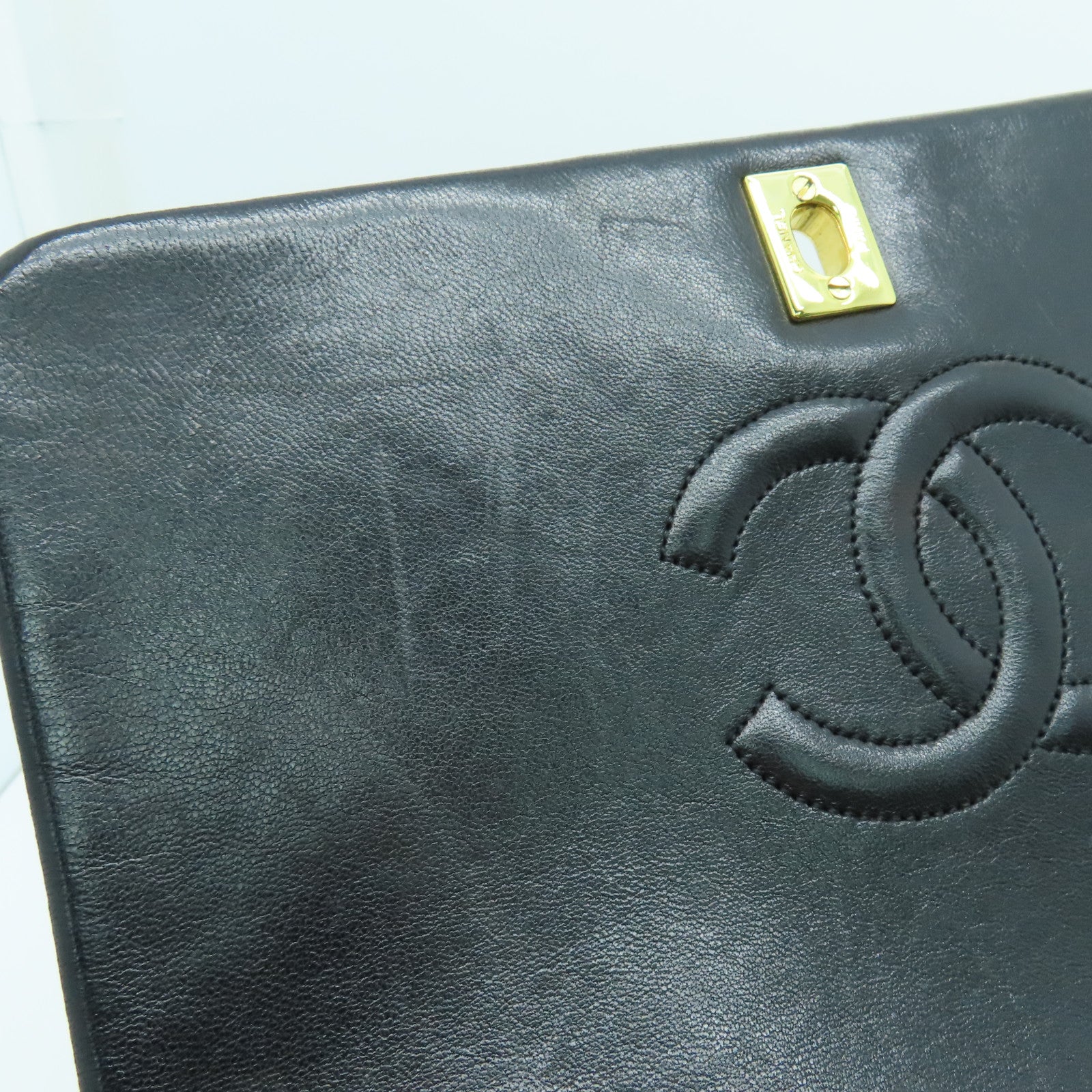 CHANEL 【激減優惠】菱格羊皮皮革Chain Shoulder金扣肩背袋黑色