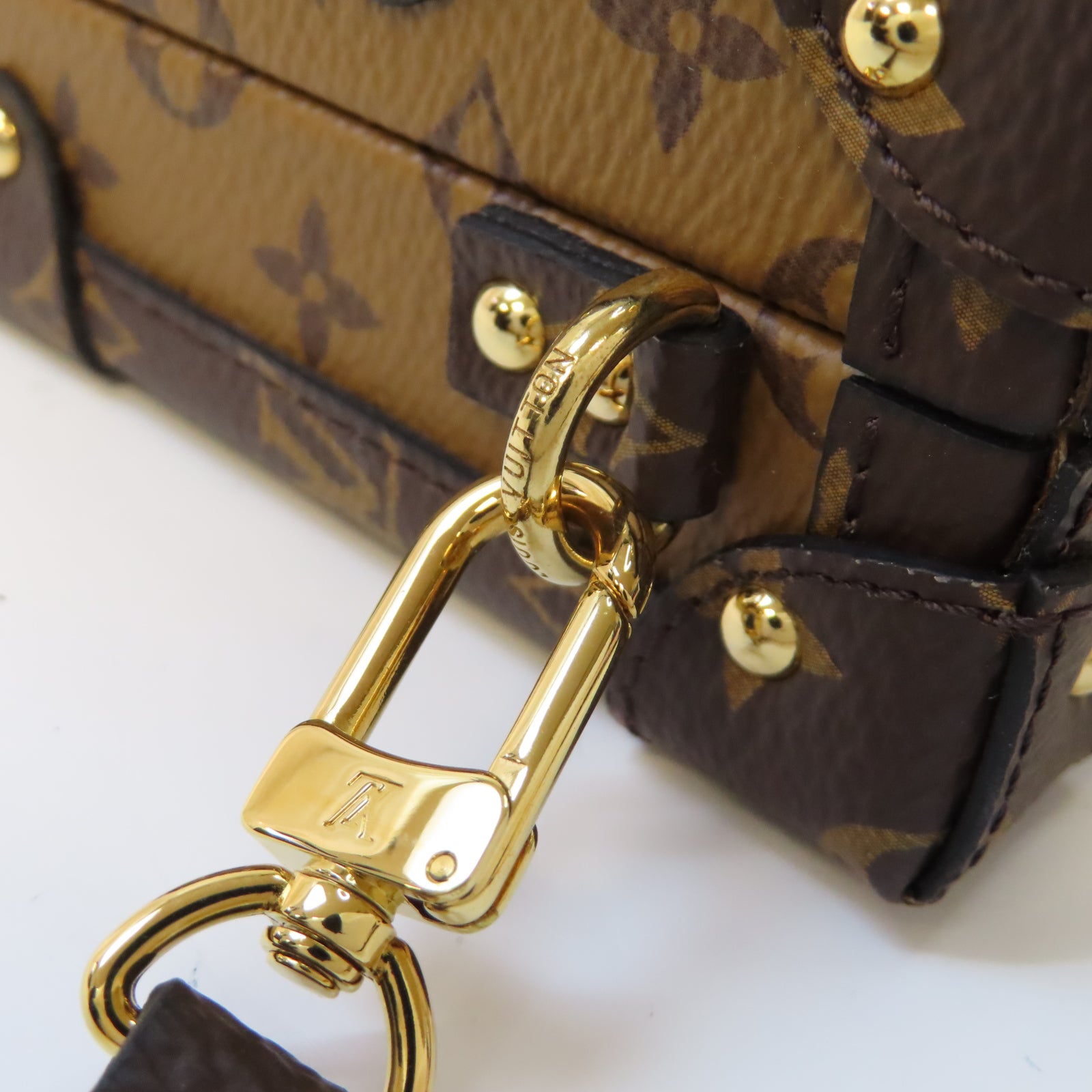LOUIS VUITTON 【激減優惠】Monogram Reverse Petite Malle金扣肩背袋啡色