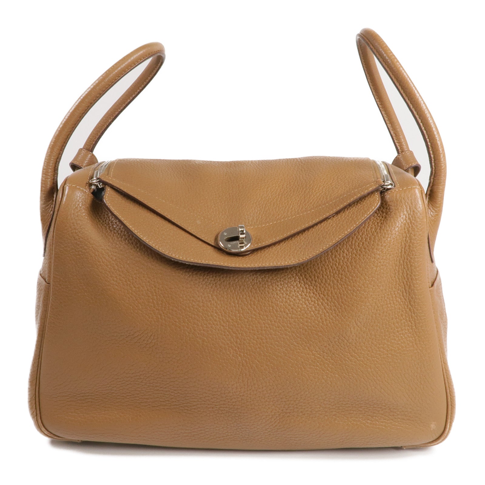 HERMES Clemence皮革Lindy 34銀扣手挽肩背兩用袋Alezan