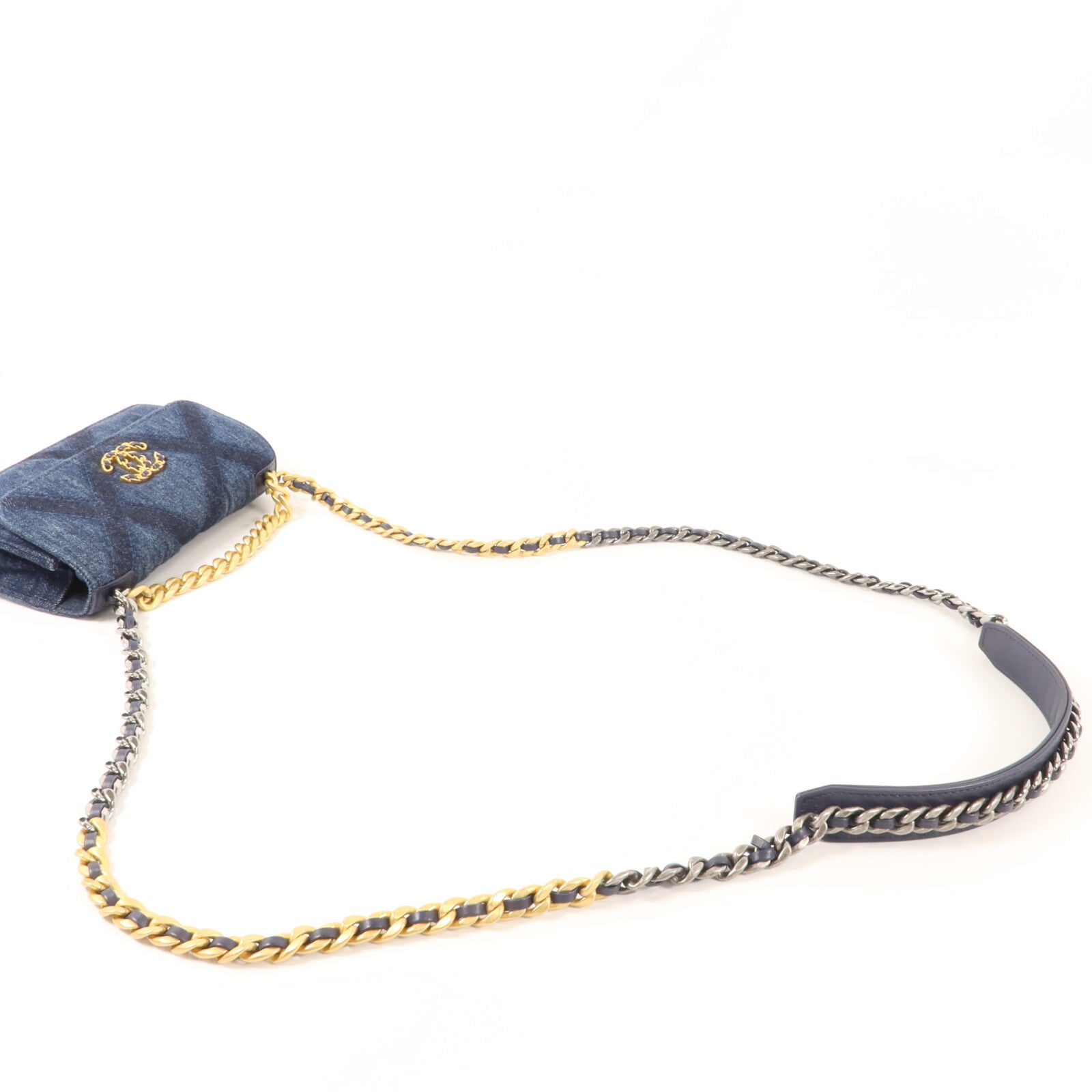 CHANEL 牛仔布料Chanel 19 Mini Wallet On Chain手挽肩背兩用袋