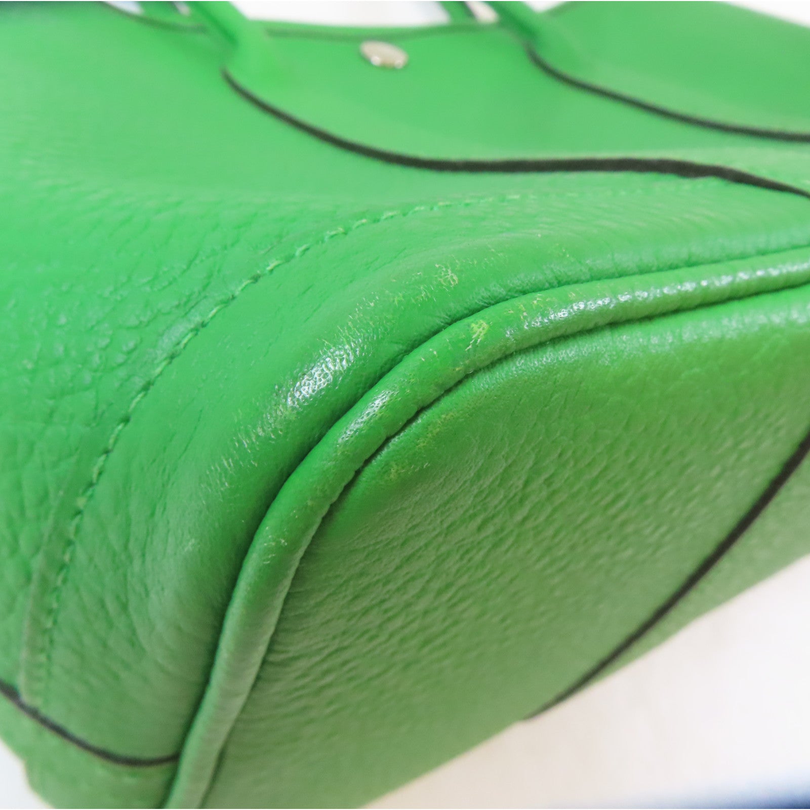 HERMES Country皮革Garden Party TPM銀扣手挽袋竹子綠色
