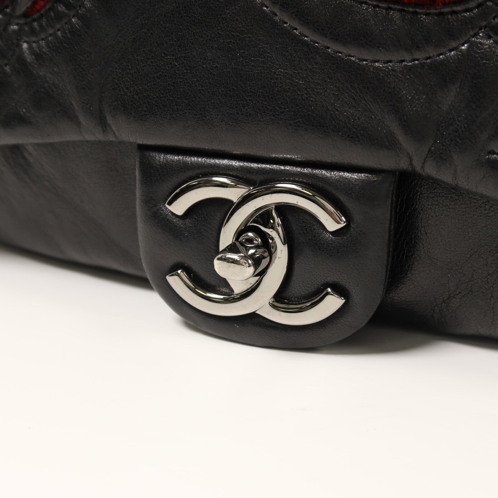 CHANEL 羊皮皮革Chain Shoulder銀扣鏈帶肩背袋