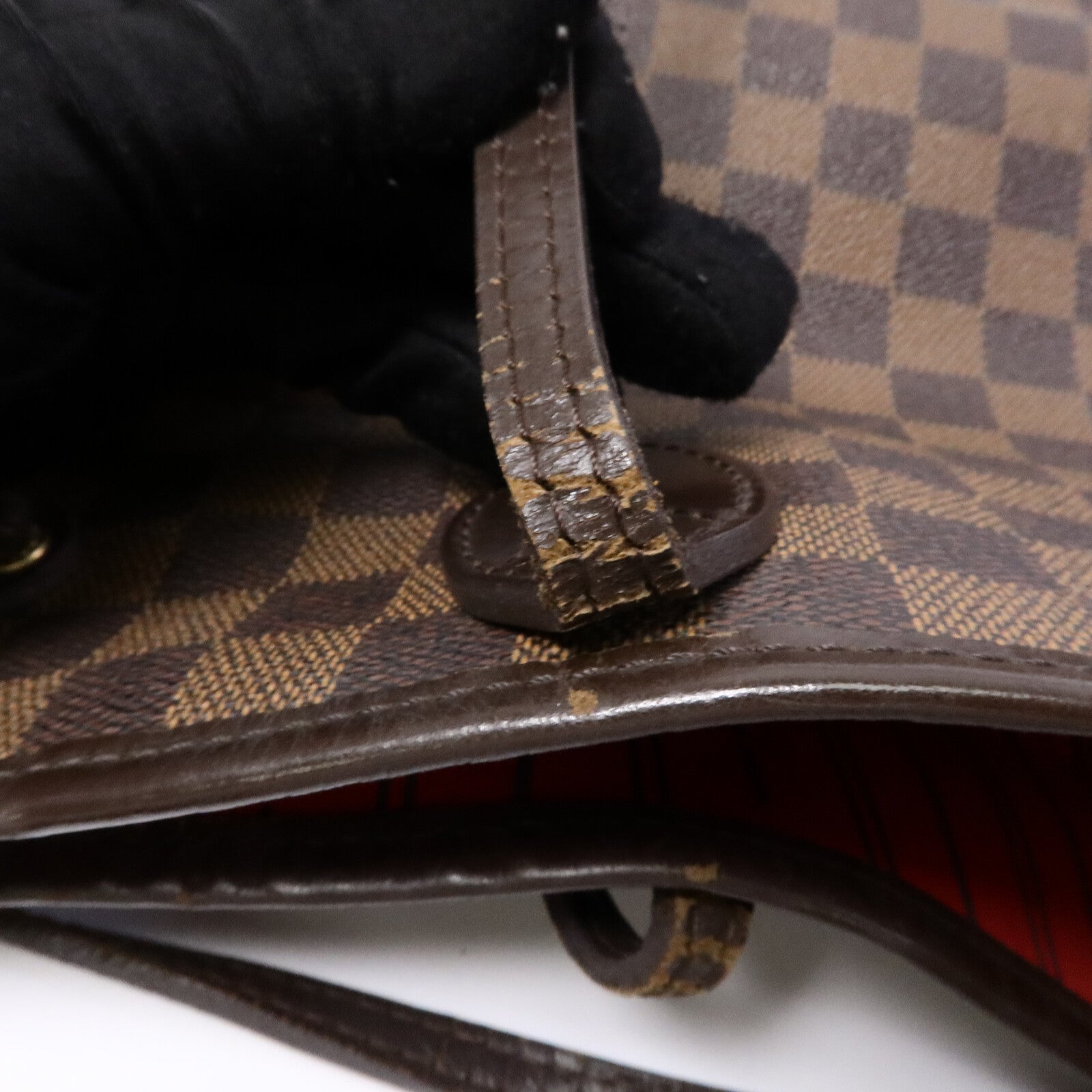 LOUIS VUITTON Damier Neverfull MM金扣肩背袋/手挽袋