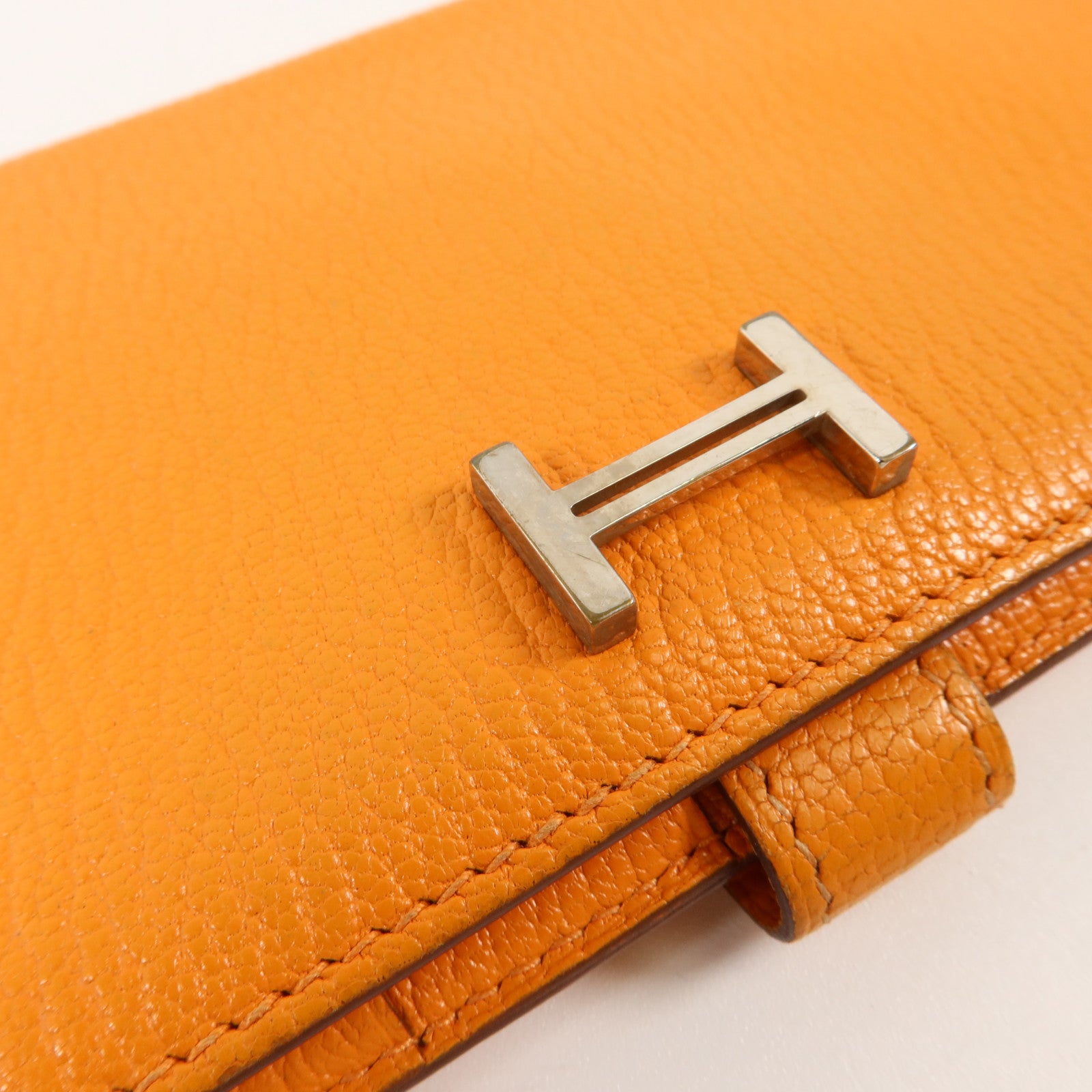 HERMES Chevre皮革Bearn Long Wallet長錢包Apricot