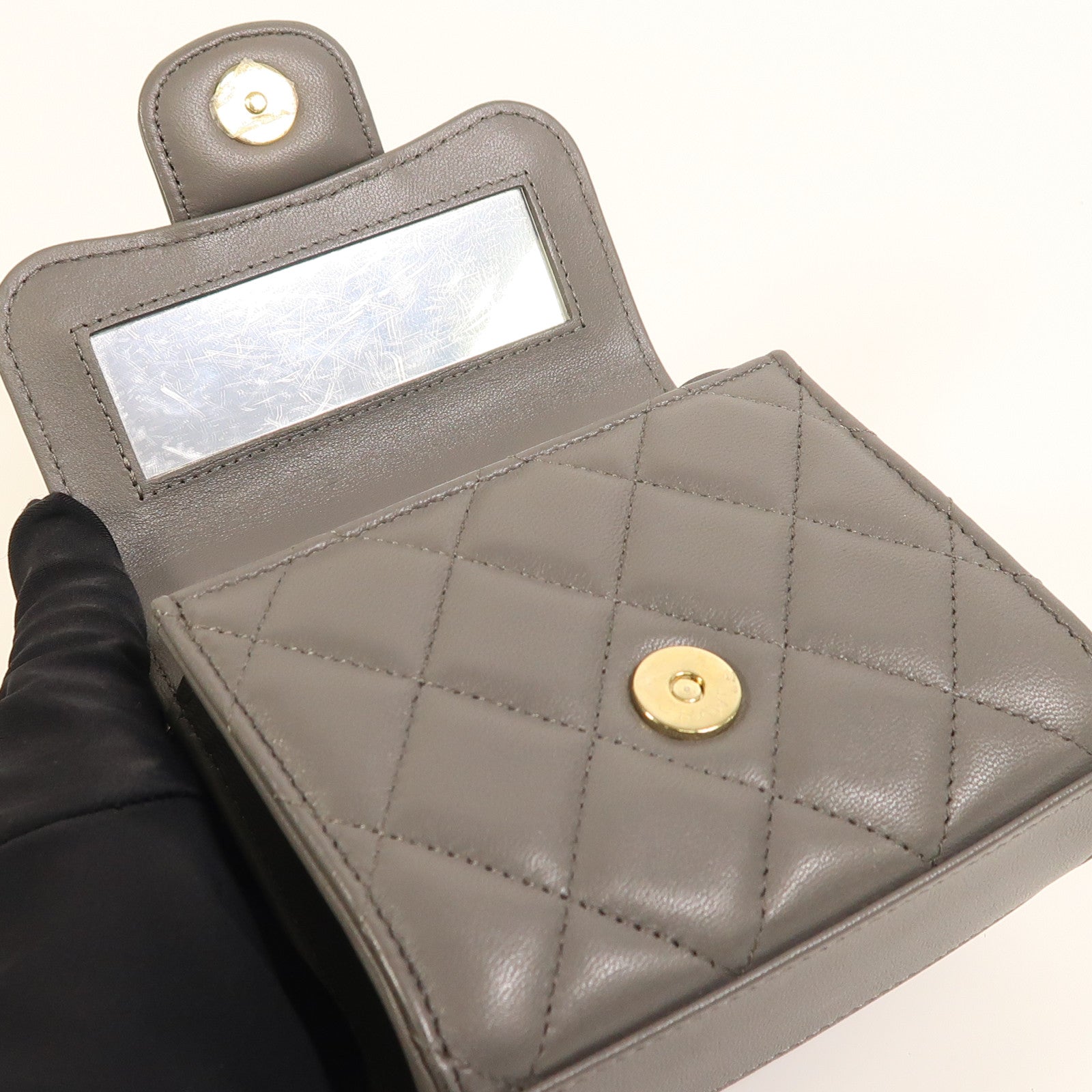 CHANEL 羊皮皮革2 Way Shoulder金扣手挽肩背兩用袋