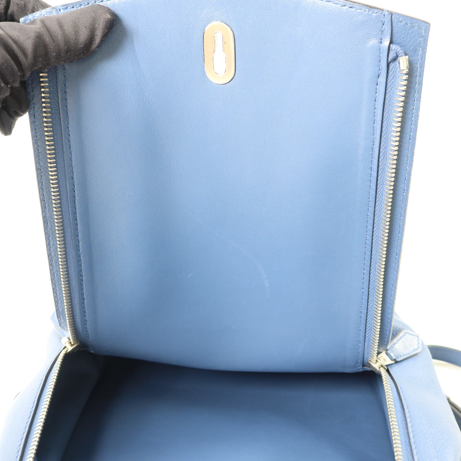 HERMES Evercolor皮革Sac A Dos GR24銀扣背包Bleu Brighton