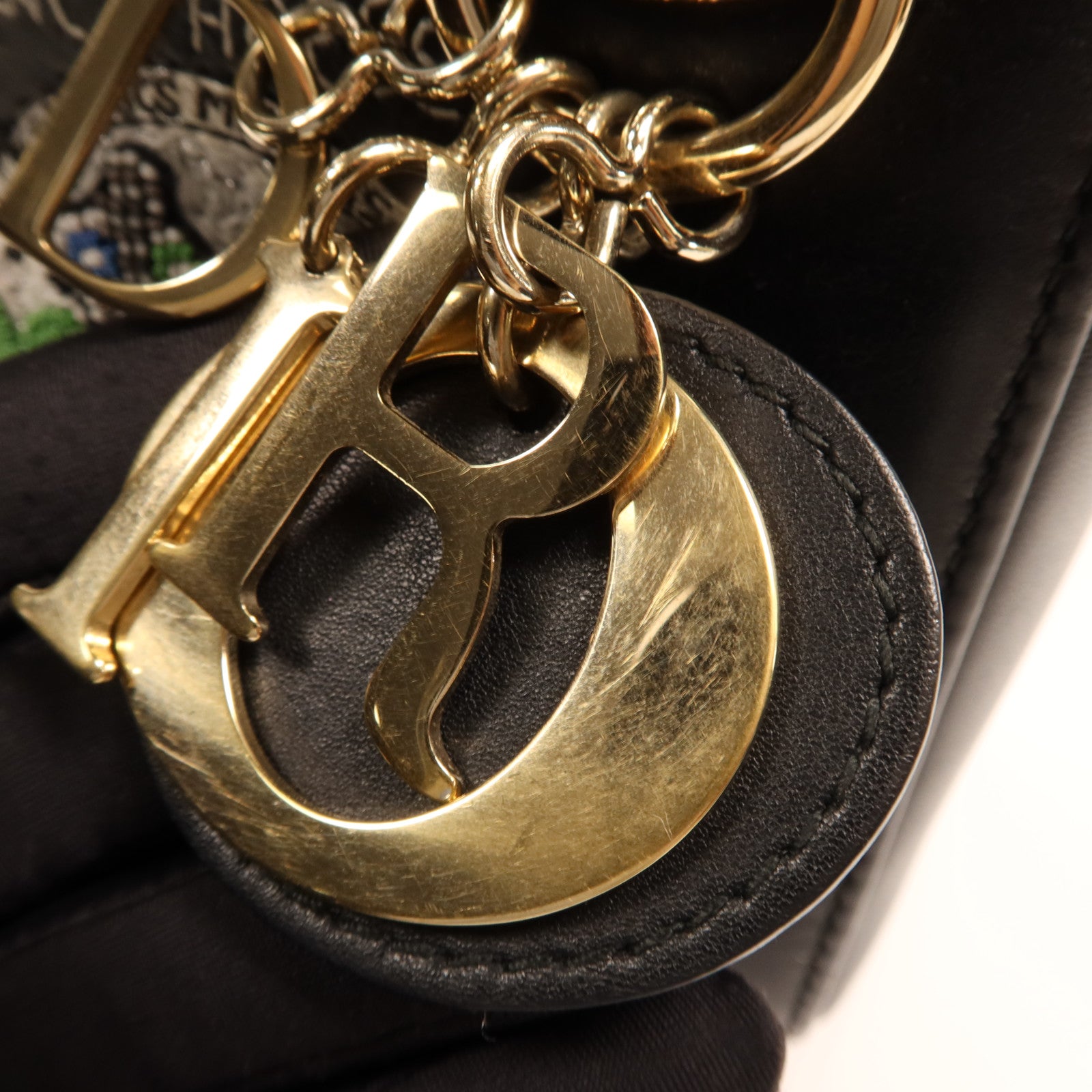 Dior 牛皮皮革Lady Dior Mini金扣鏈帶手挽肩背兩用袋