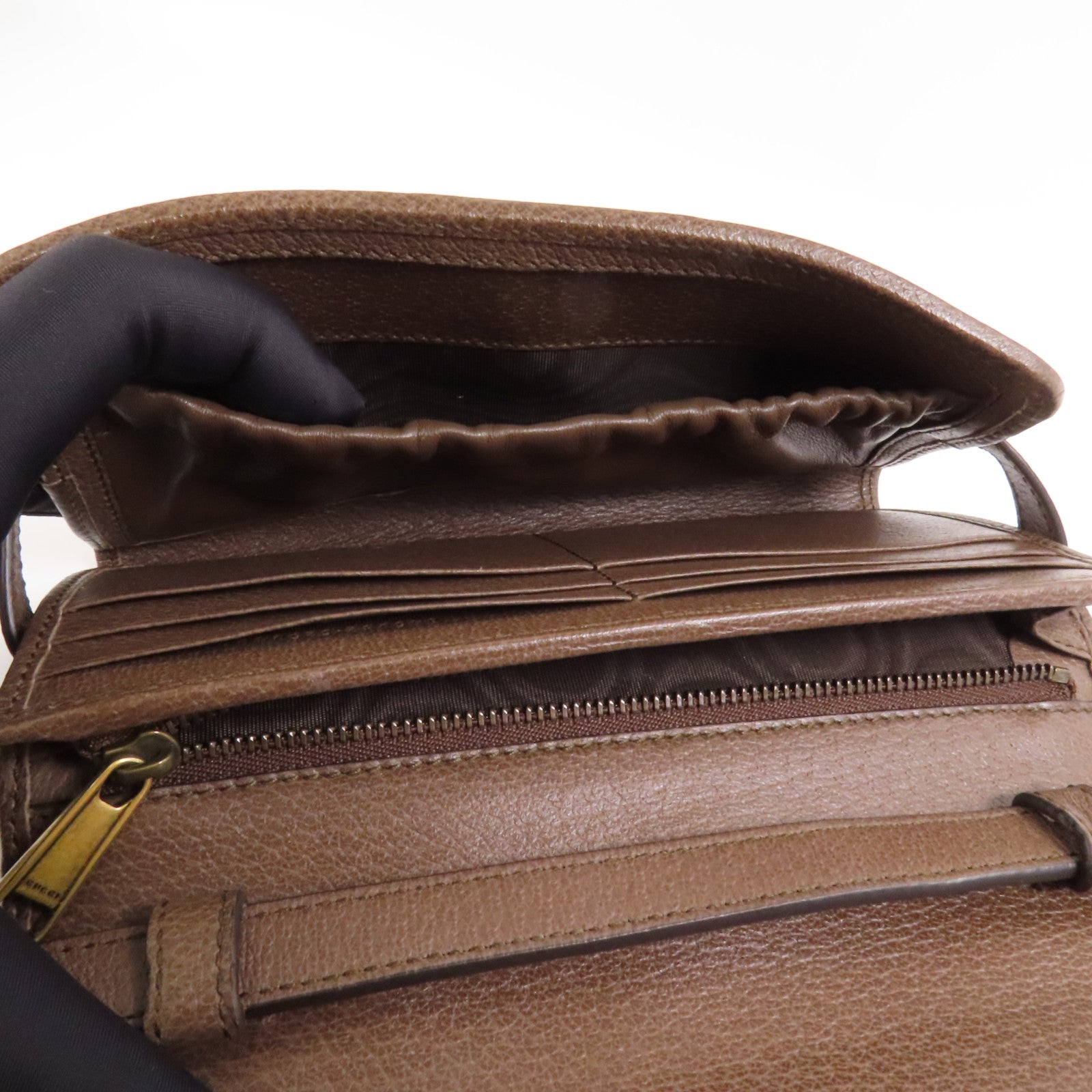 GUCCI GG GHW Shoulder Bag 645082 Coated Canvas Brown