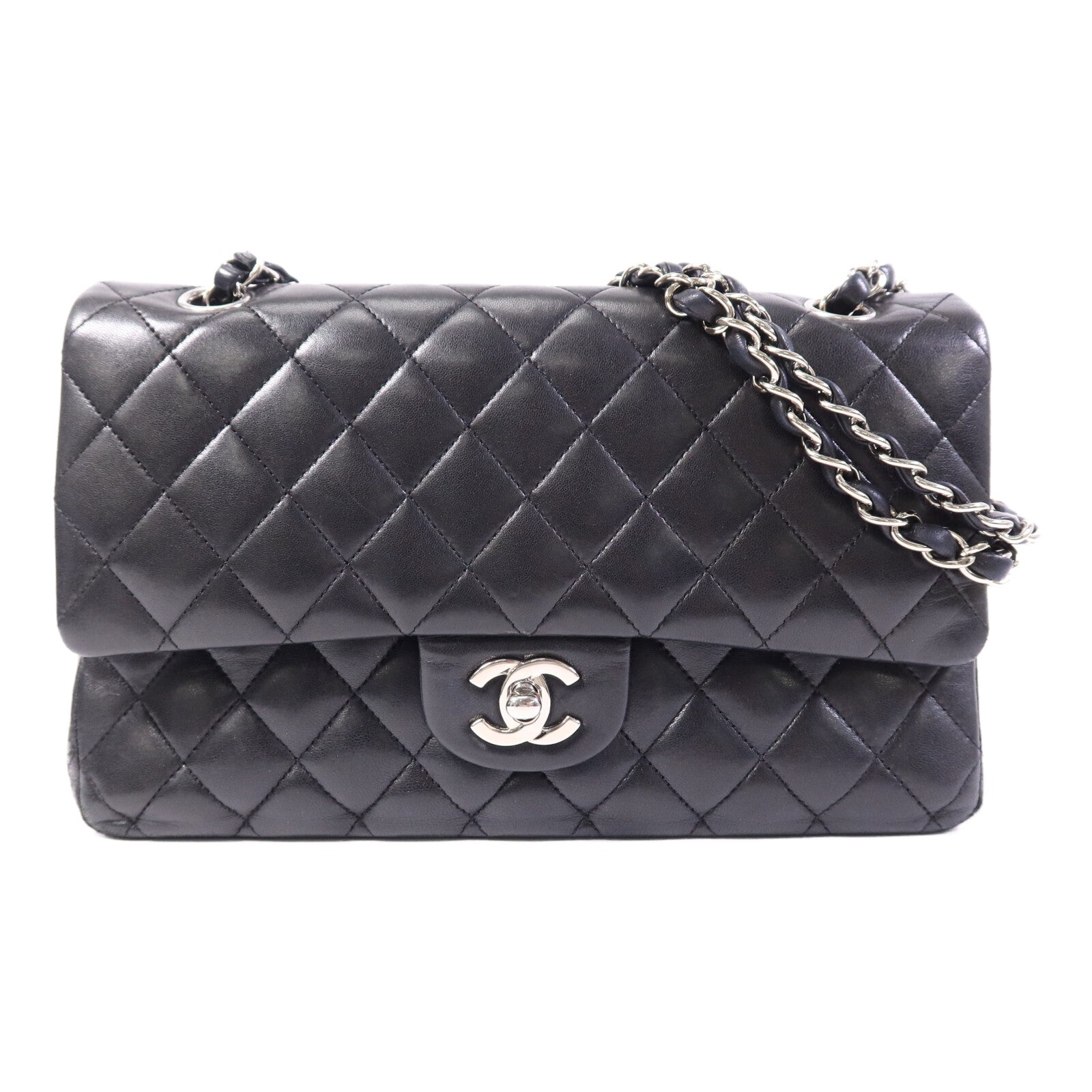 CHANEL 羊皮皮革Classic 25銀扣鏈帶肩背袋