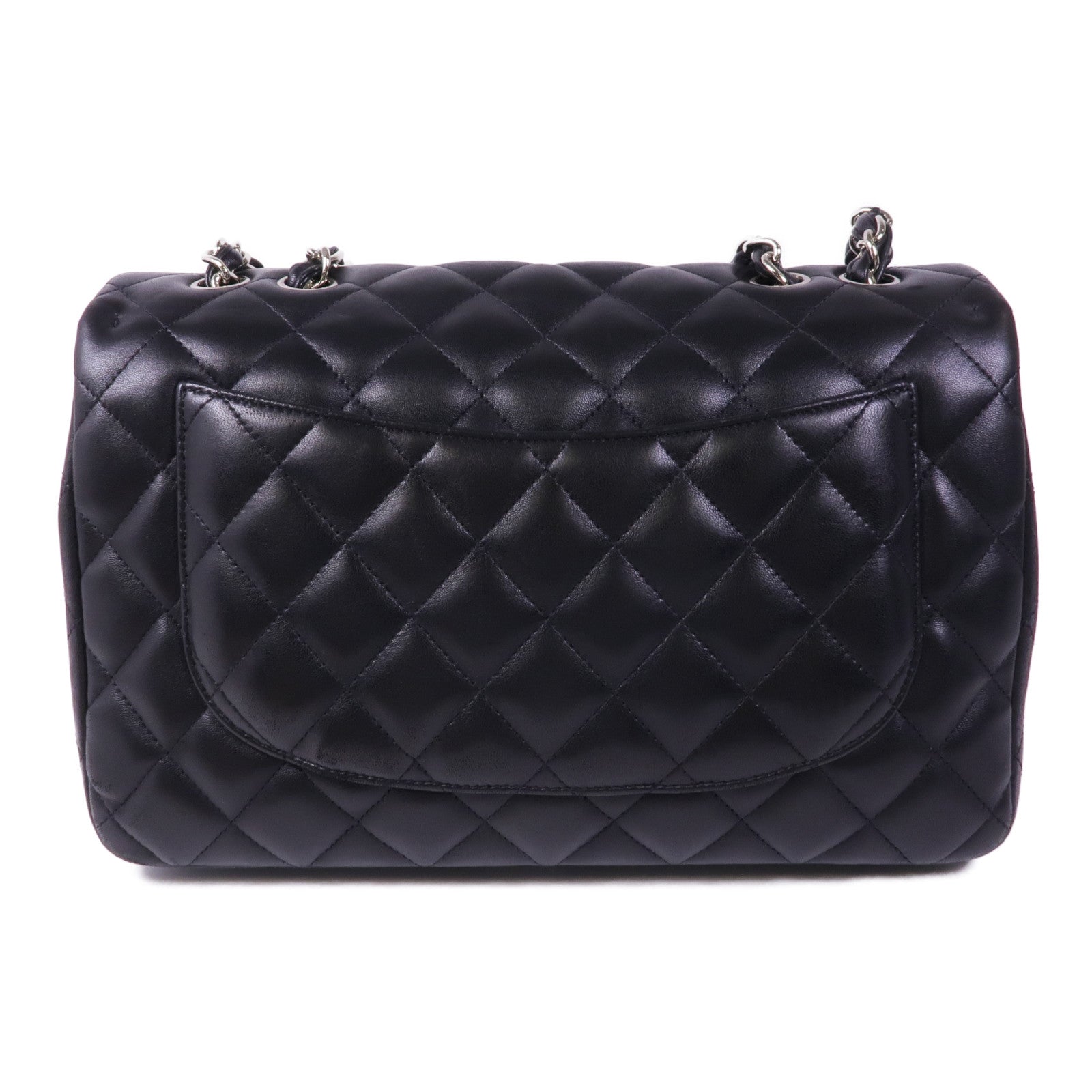 CHANEL 羊皮皮革Large Classic銀扣肩背袋