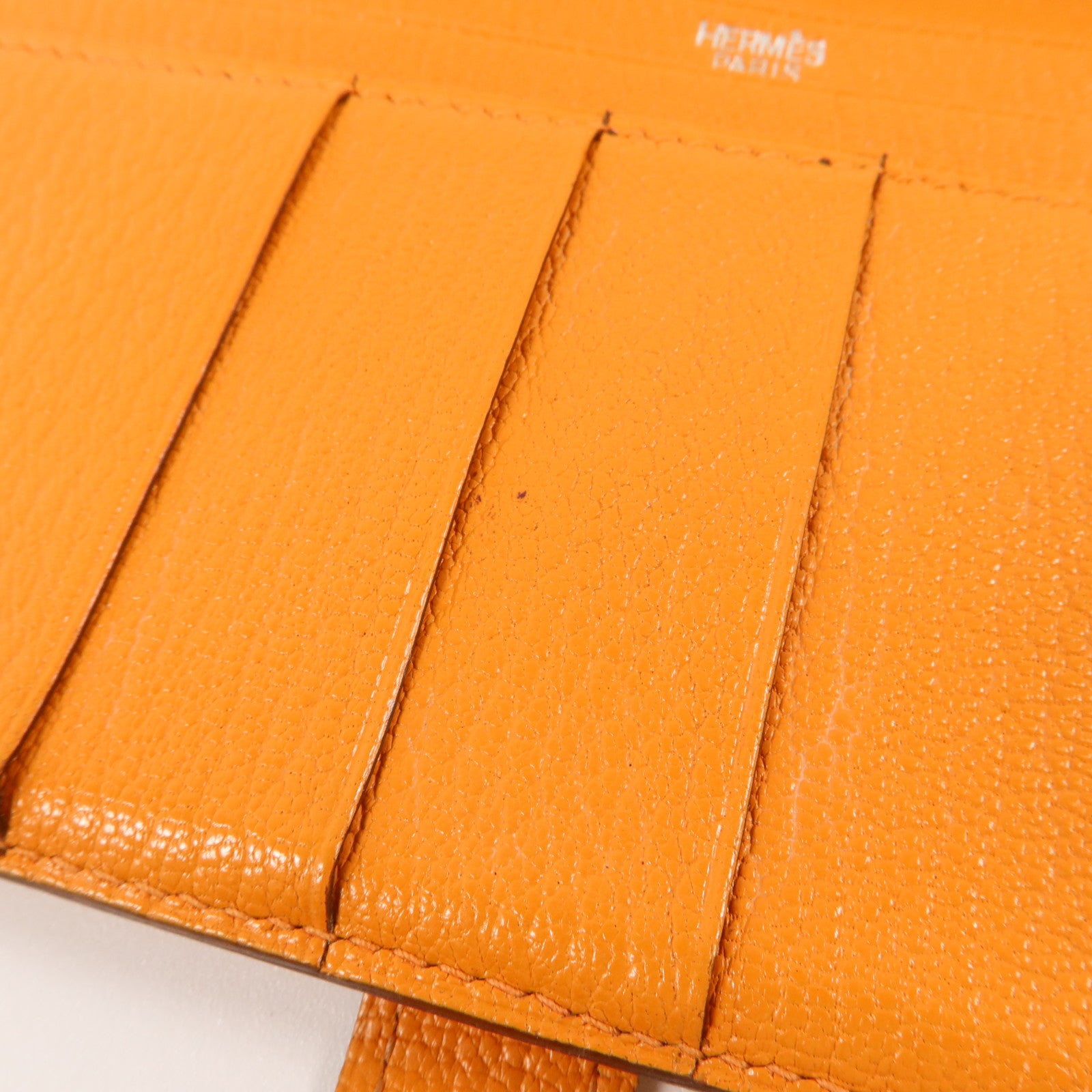 HERMES Chevre皮革Bearn Long Wallet長錢包Apricot