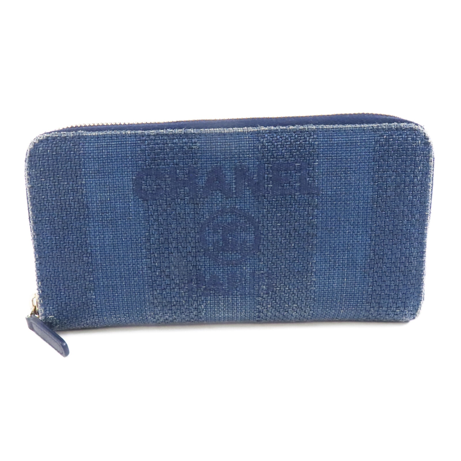 CHANEL 【激減優惠】牛仔布Zipped Long Wallet金扣長錢包藍色