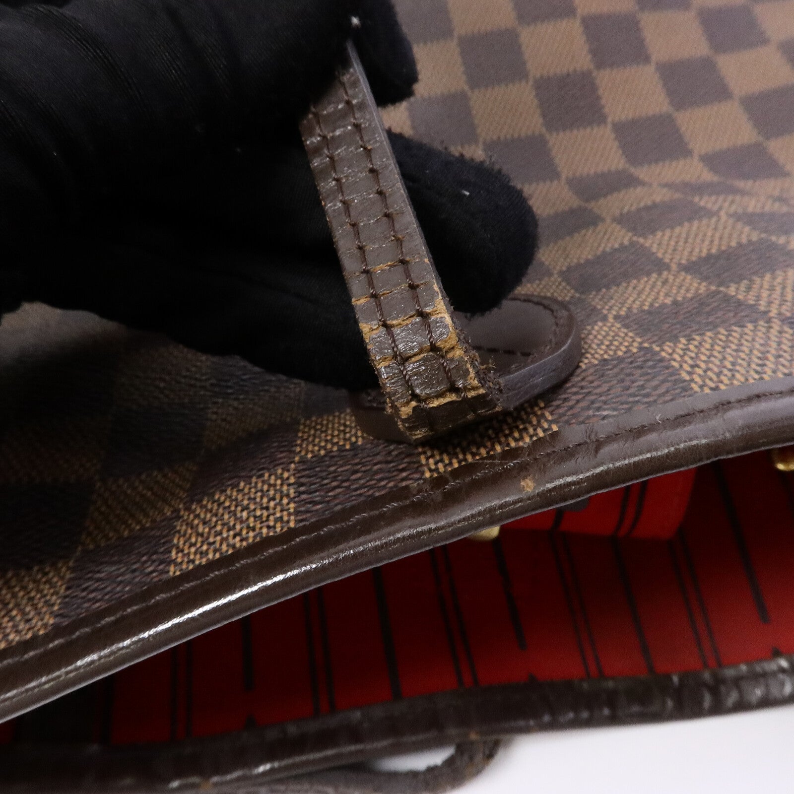 LOUIS VUITTON Damier Neverfull MM金扣肩背袋/手挽袋
