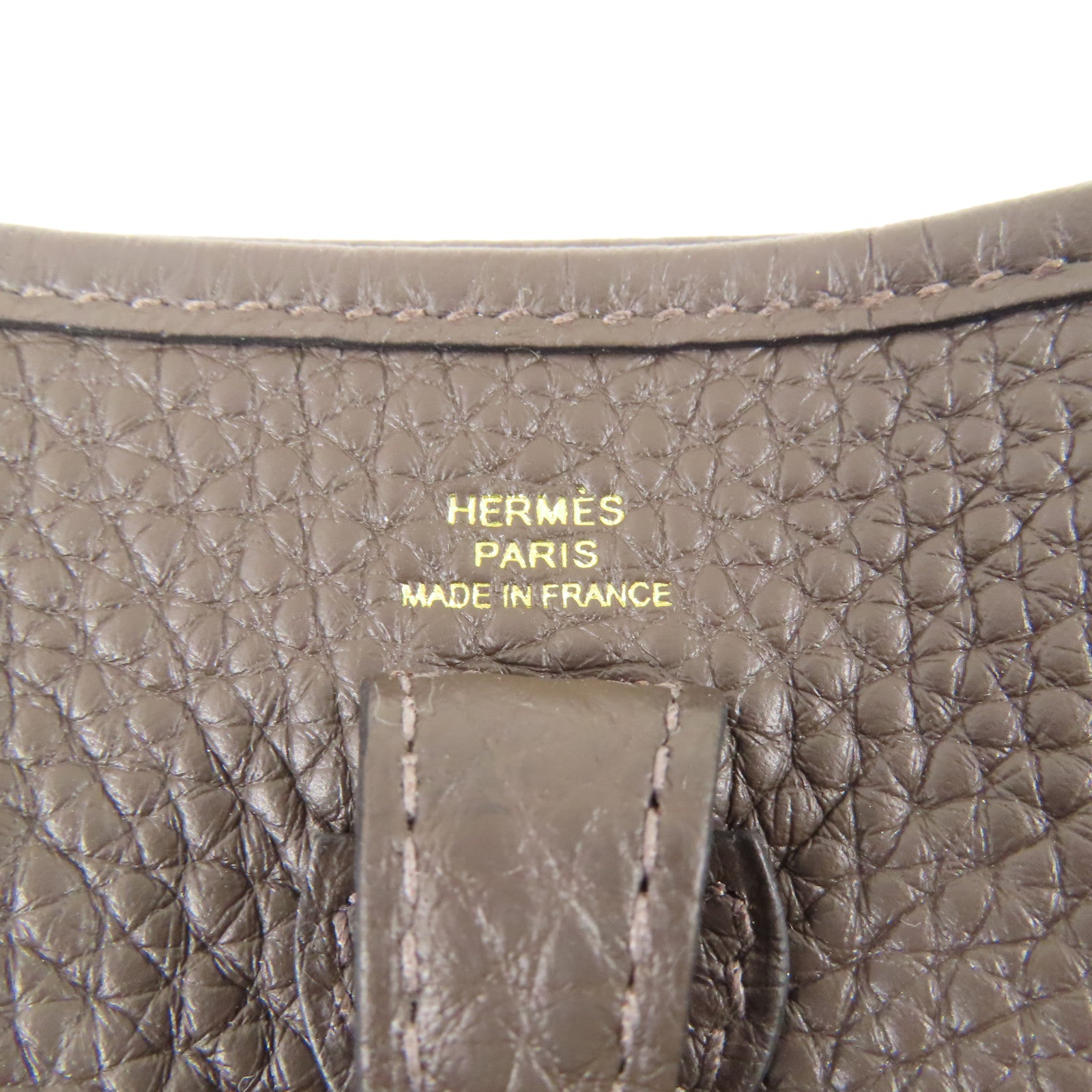 HERMES Clemence皮革Evelyne TPM金扣肩背袋46 Ebene