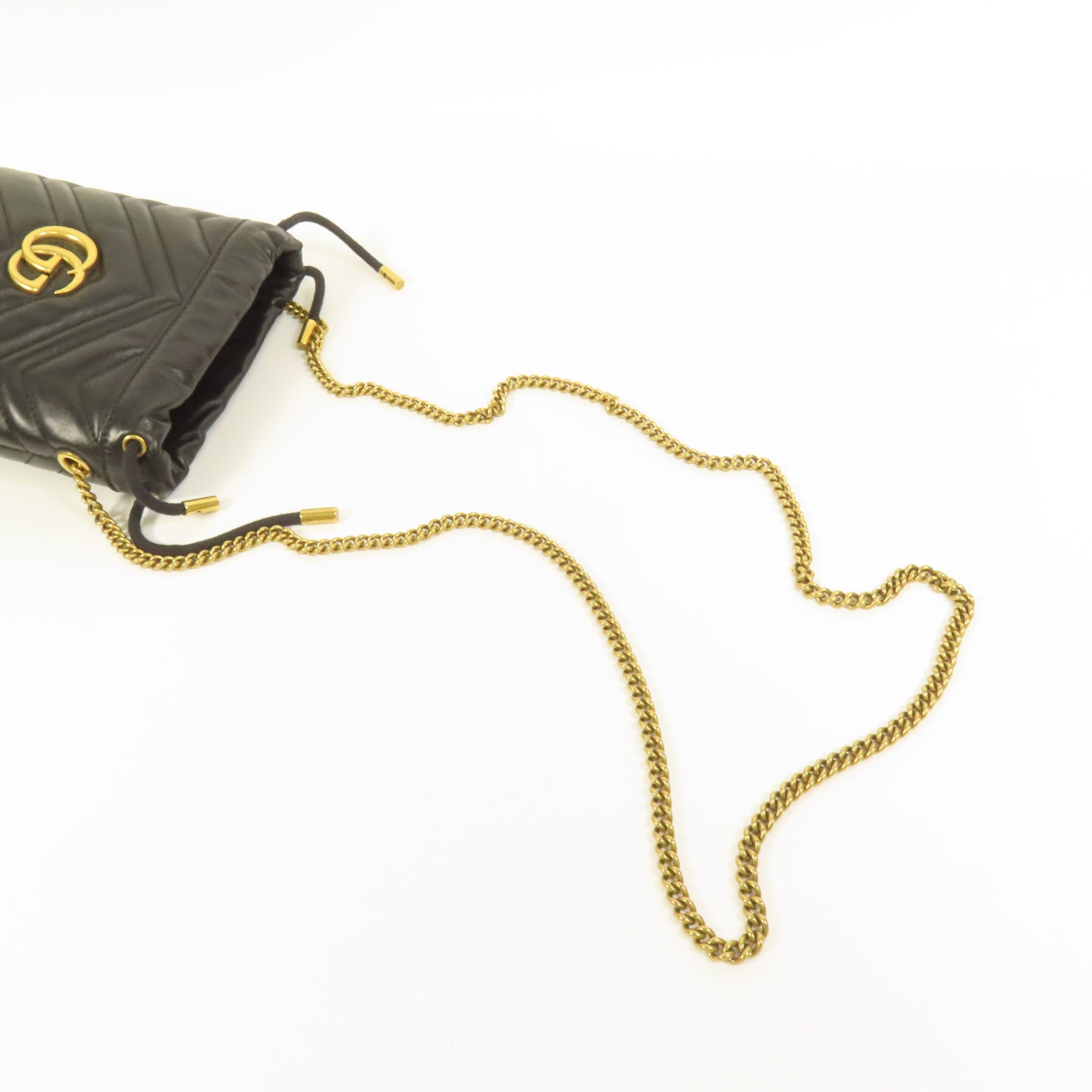 GUCCI 牛皮皮革GG Marmont Bucket金扣鏈帶肩背袋