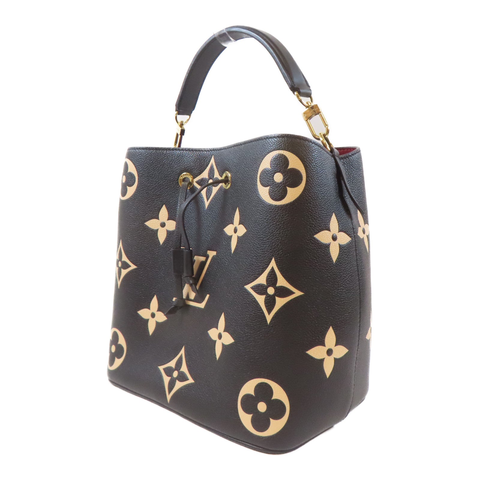 LOUIS VUITTON Monogram Empreinte Neo Noe MM金扣手挽肩背兩用袋黑色