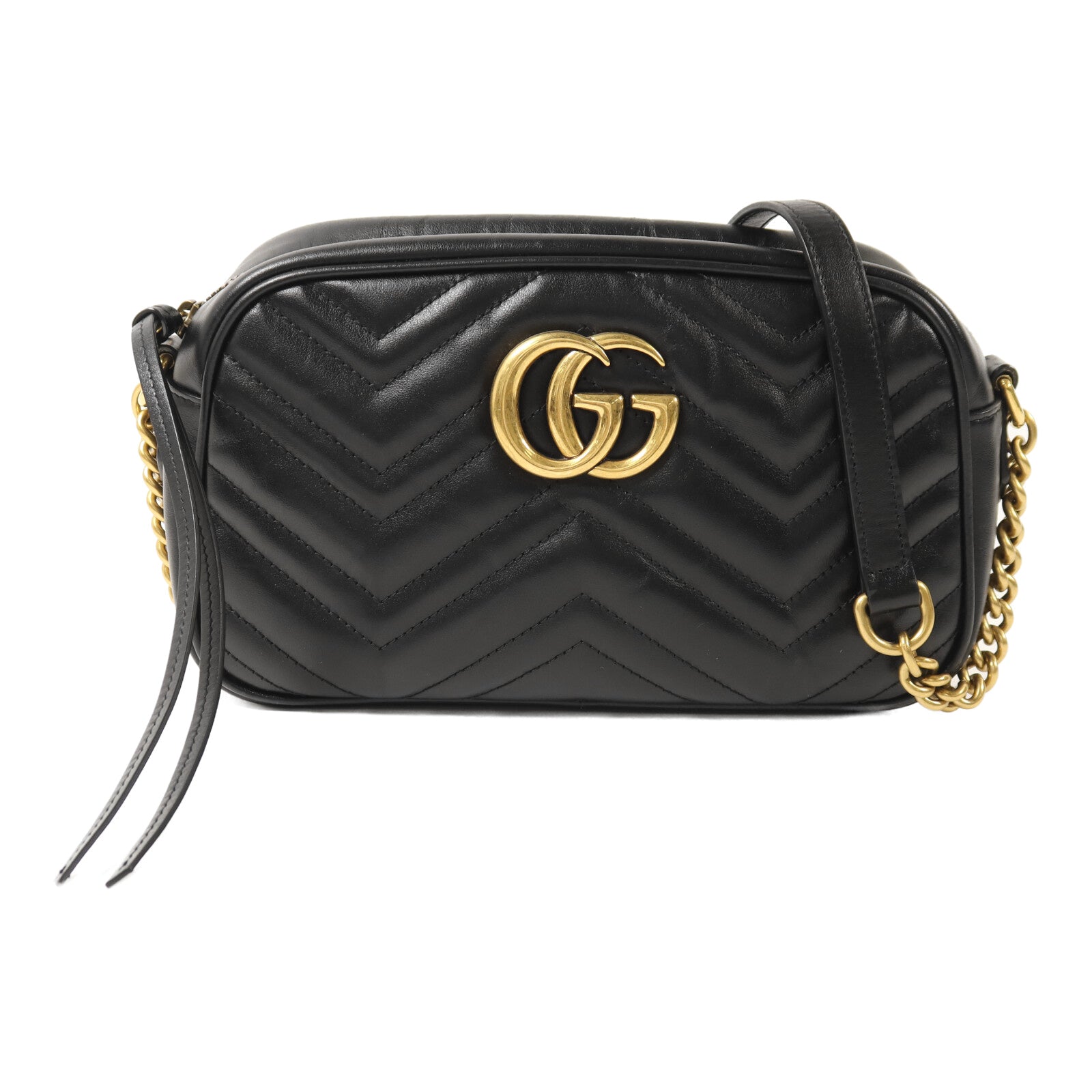 GUCCI 牛皮皮革GG Marmont金扣鏈帶肩背袋