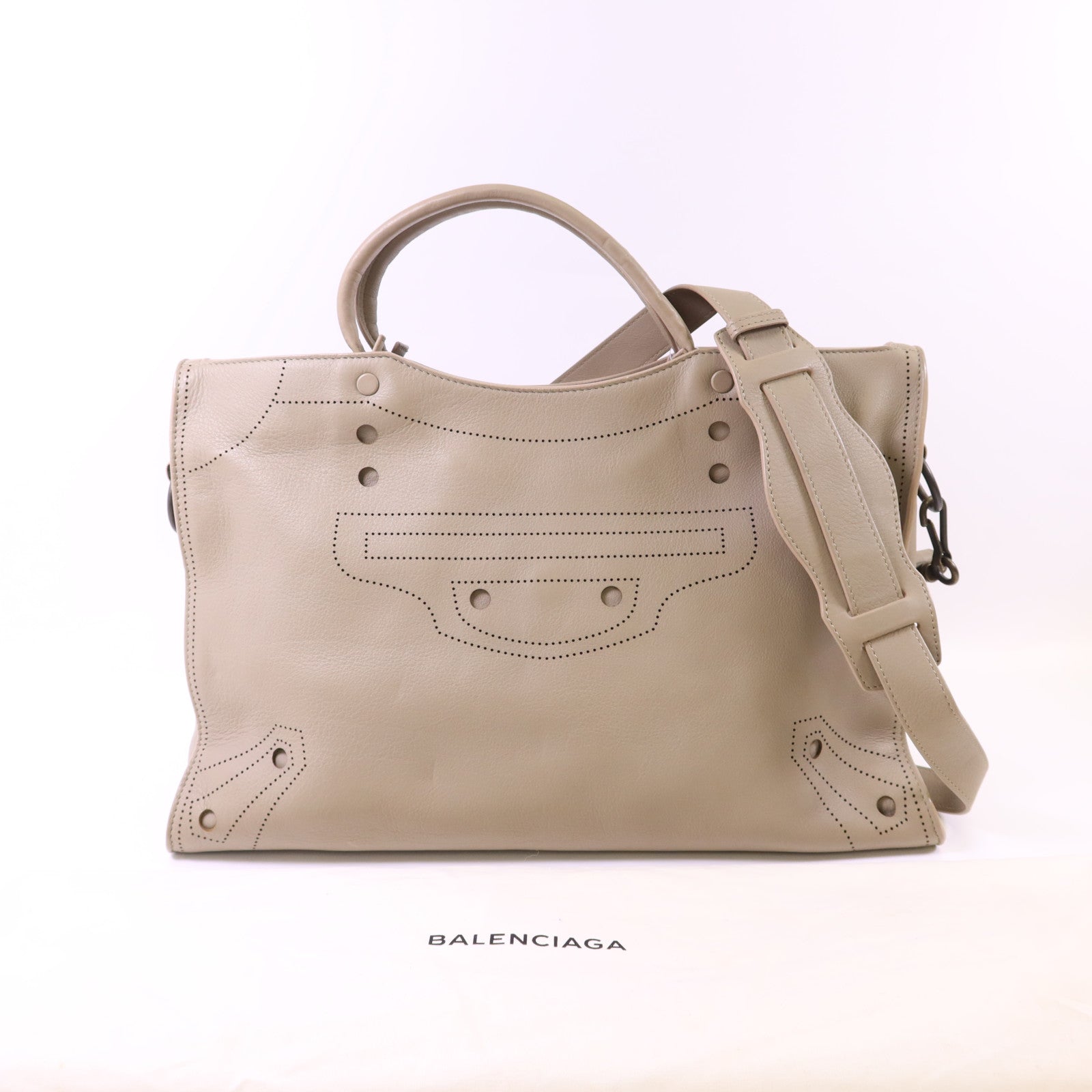 BALENCIAGA 牛皮皮革Blackout City手挽肩背兩用袋