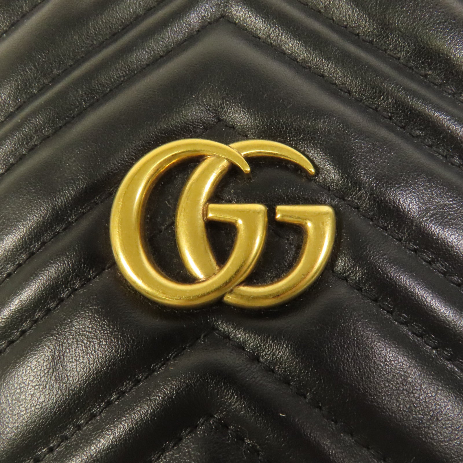 GUCCI 牛皮皮革GG Marmont Bucket金扣鏈帶肩背袋