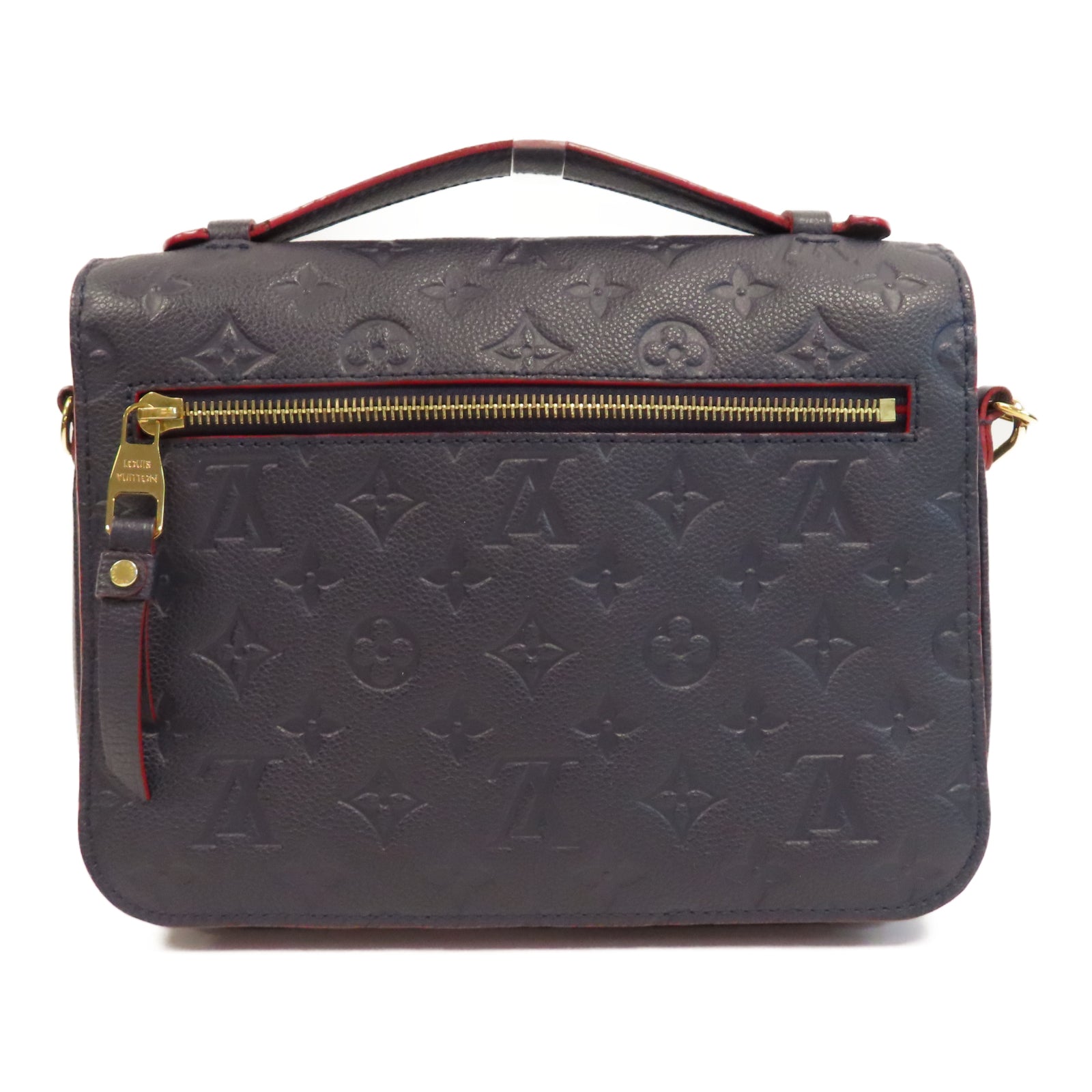 LOUIS VUITTON Monogram Empreinte Pochette Metis金扣手挽肩背兩用袋深藍色