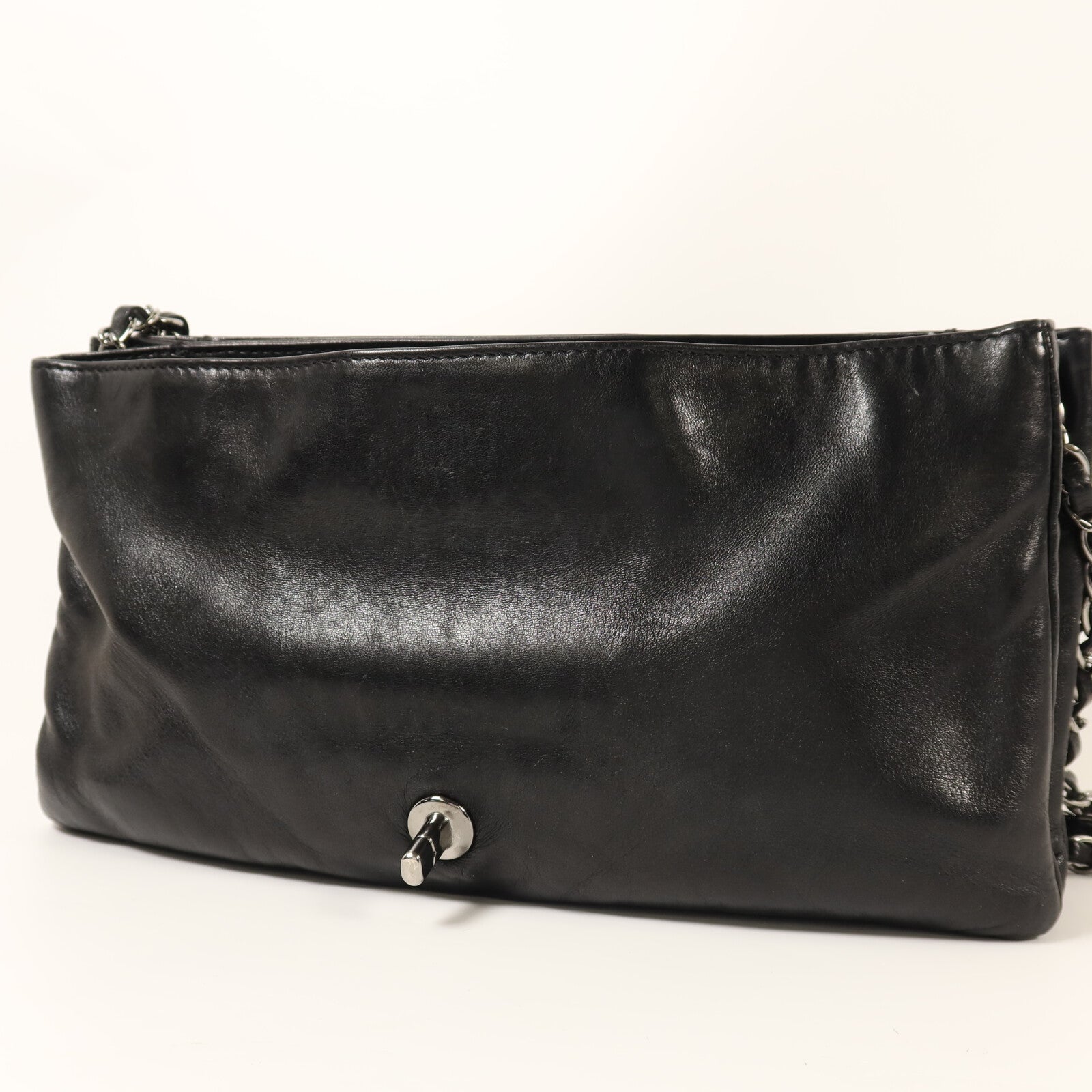 CHANEL 羊皮皮革Chain Shoulder銀扣鏈帶肩背袋