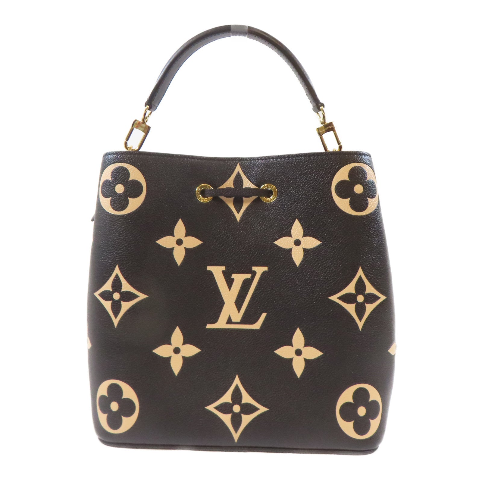 LOUIS VUITTON Monogram Empreinte Neo Noe MM金扣手挽肩背兩用袋黑色
