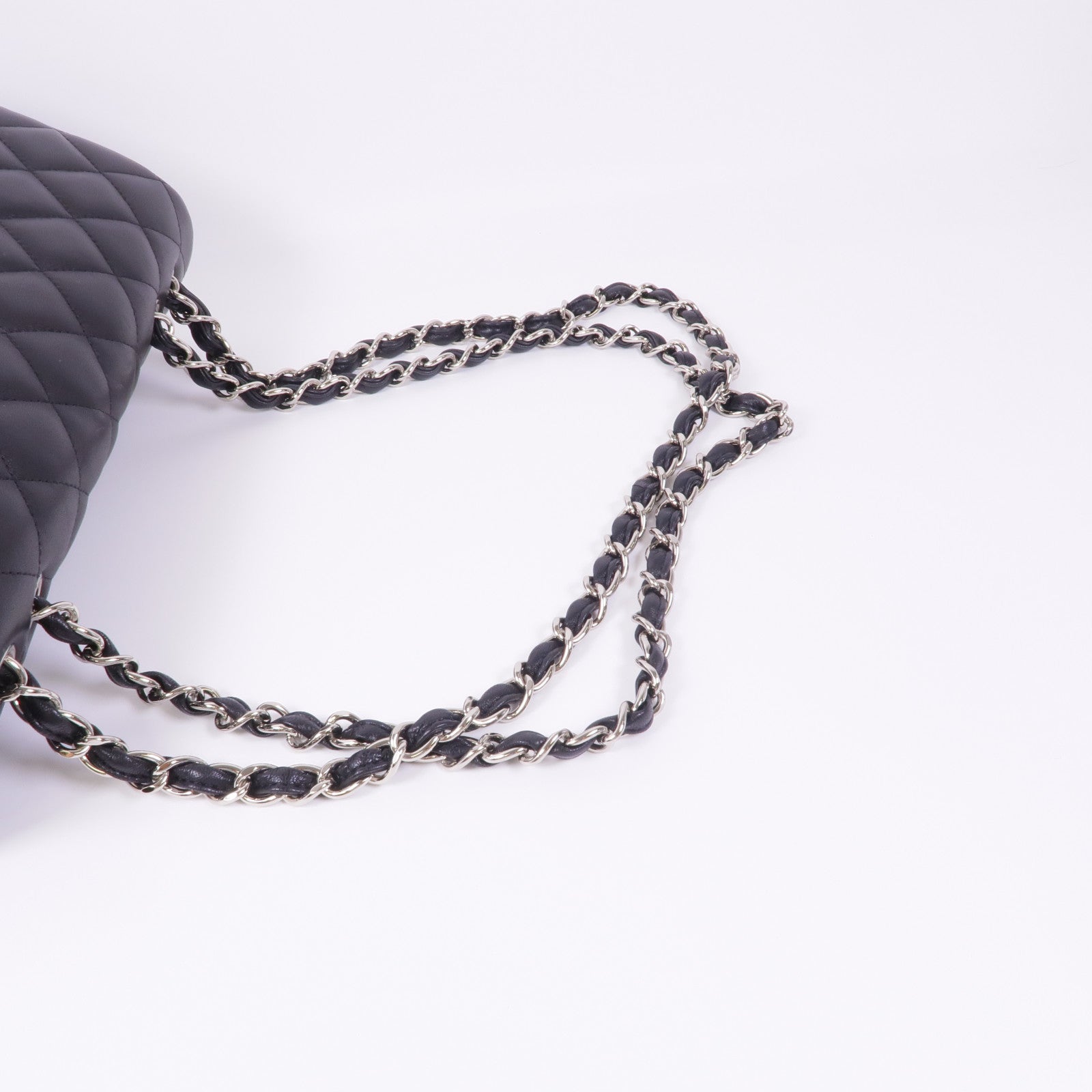CHANEL 羊皮皮革Large Classic銀扣肩背袋