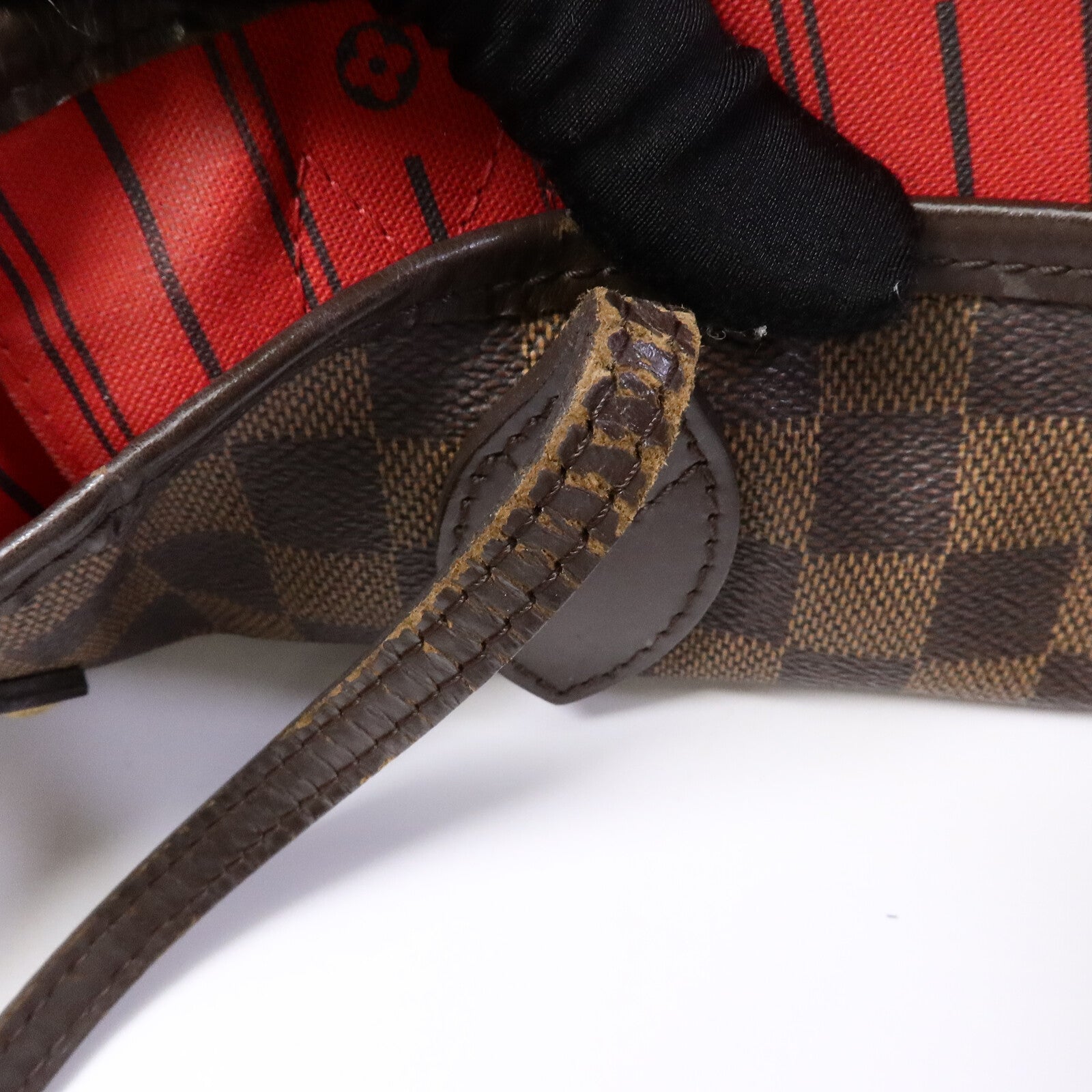 LOUIS VUITTON Damier Neverfull MM金扣肩背袋/手挽袋