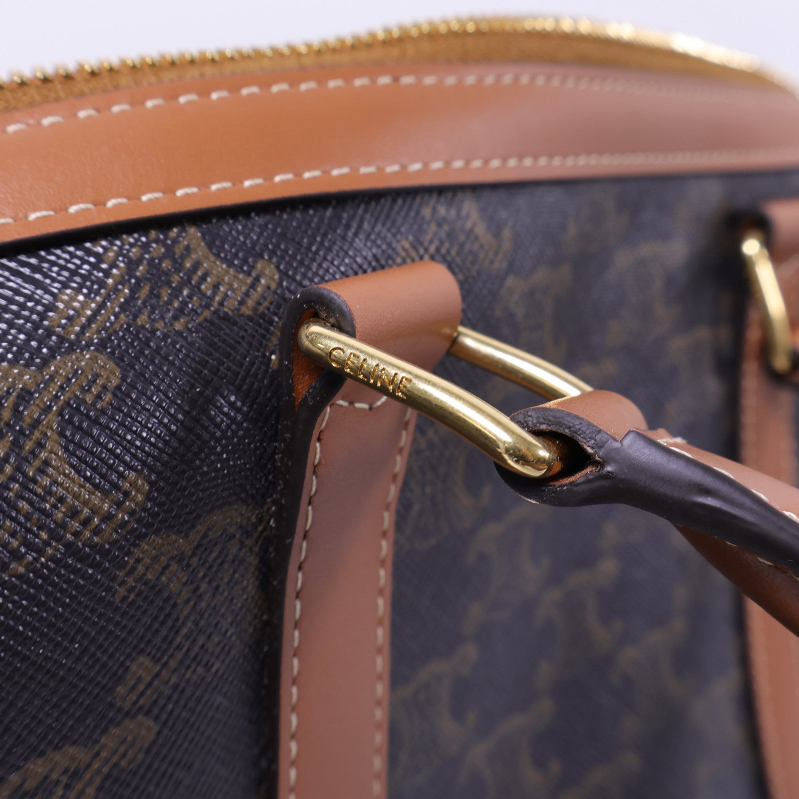 CELINE 塗層帆布Large Boston IN Triomphe金扣手挽肩背兩用袋