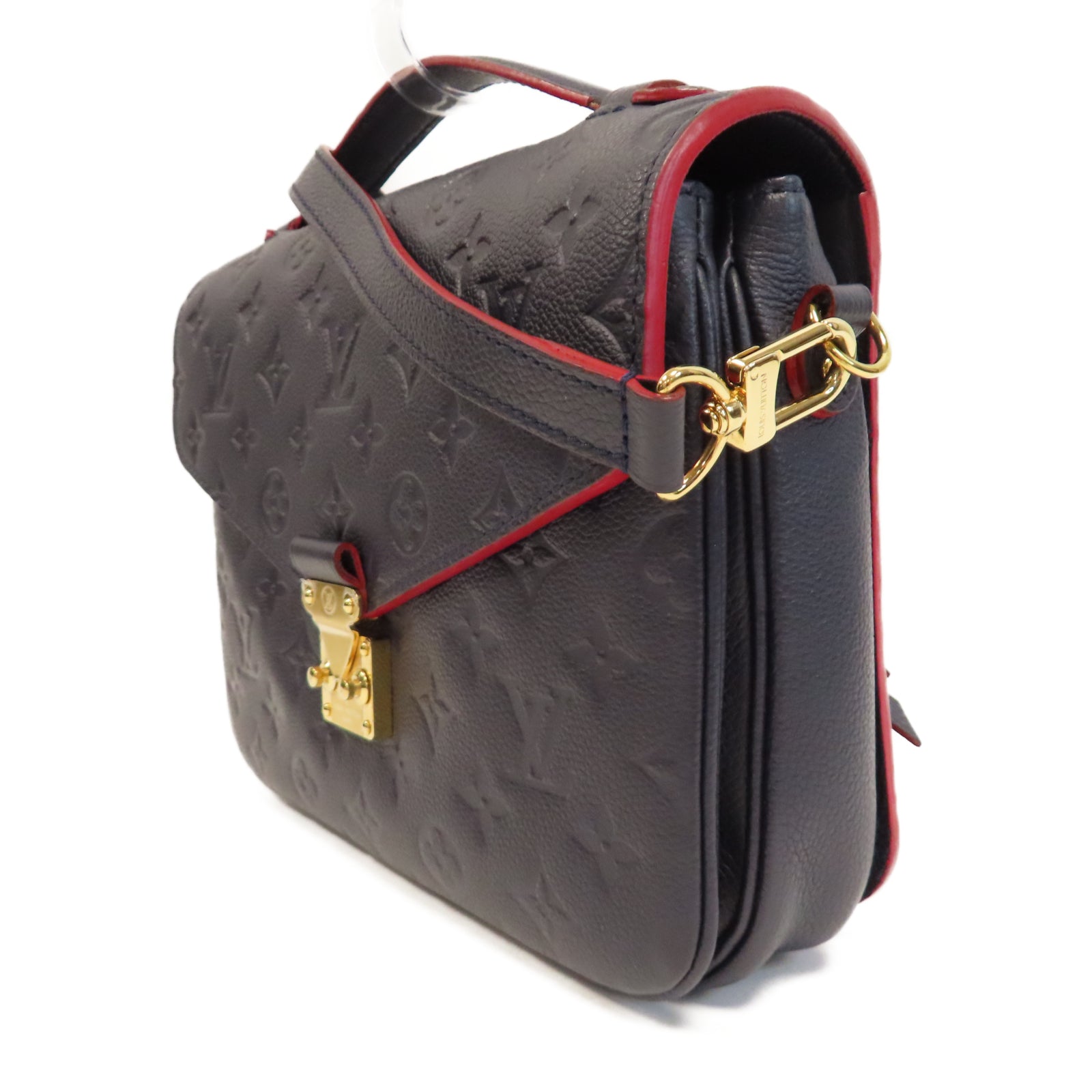 LOUIS VUITTON Monogram Empreinte Pochette Metis金扣手挽肩背兩用袋深藍色