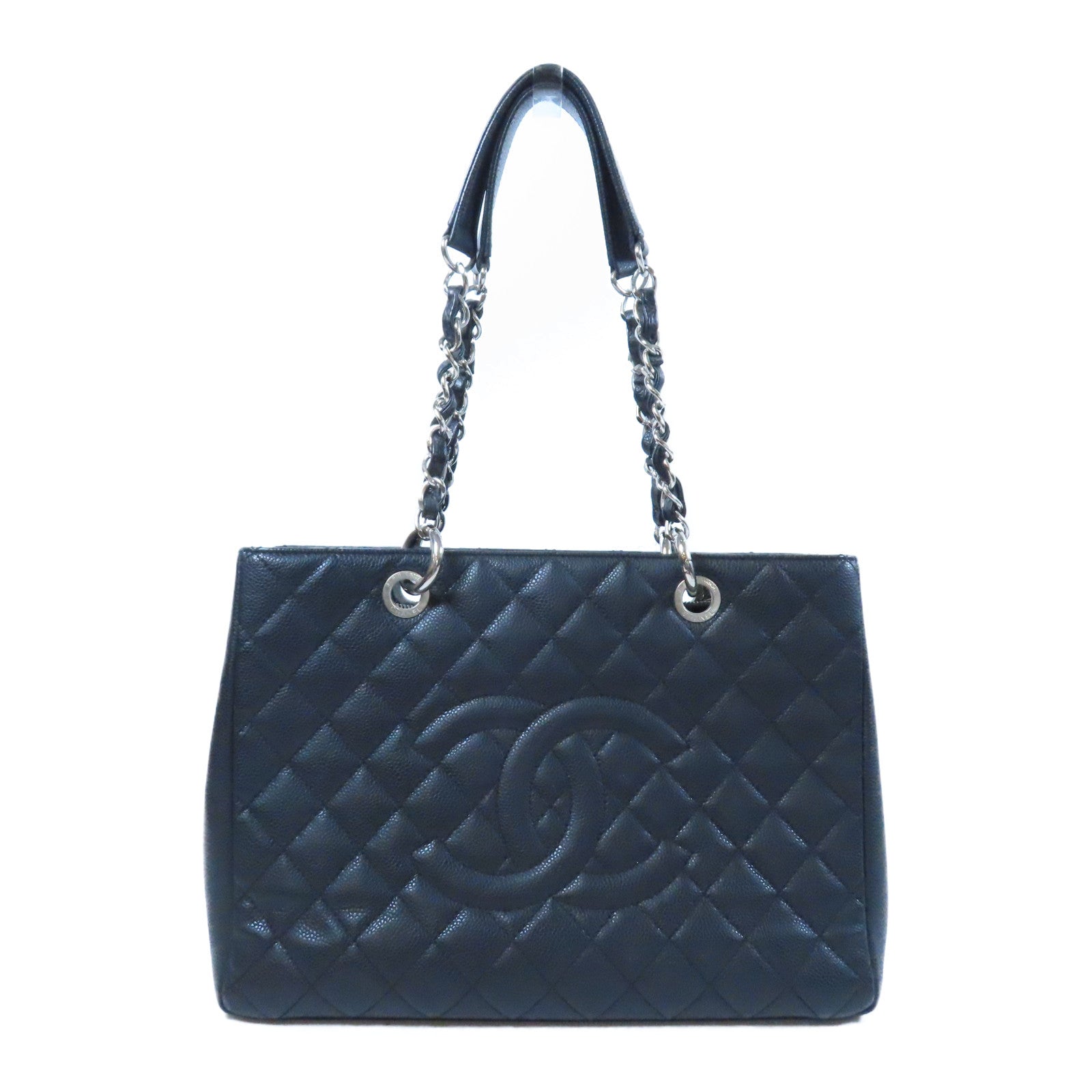 CHANEL **【激減優惠】菱格Caviar皮革GST銀扣鏈帶肩背袋黑色