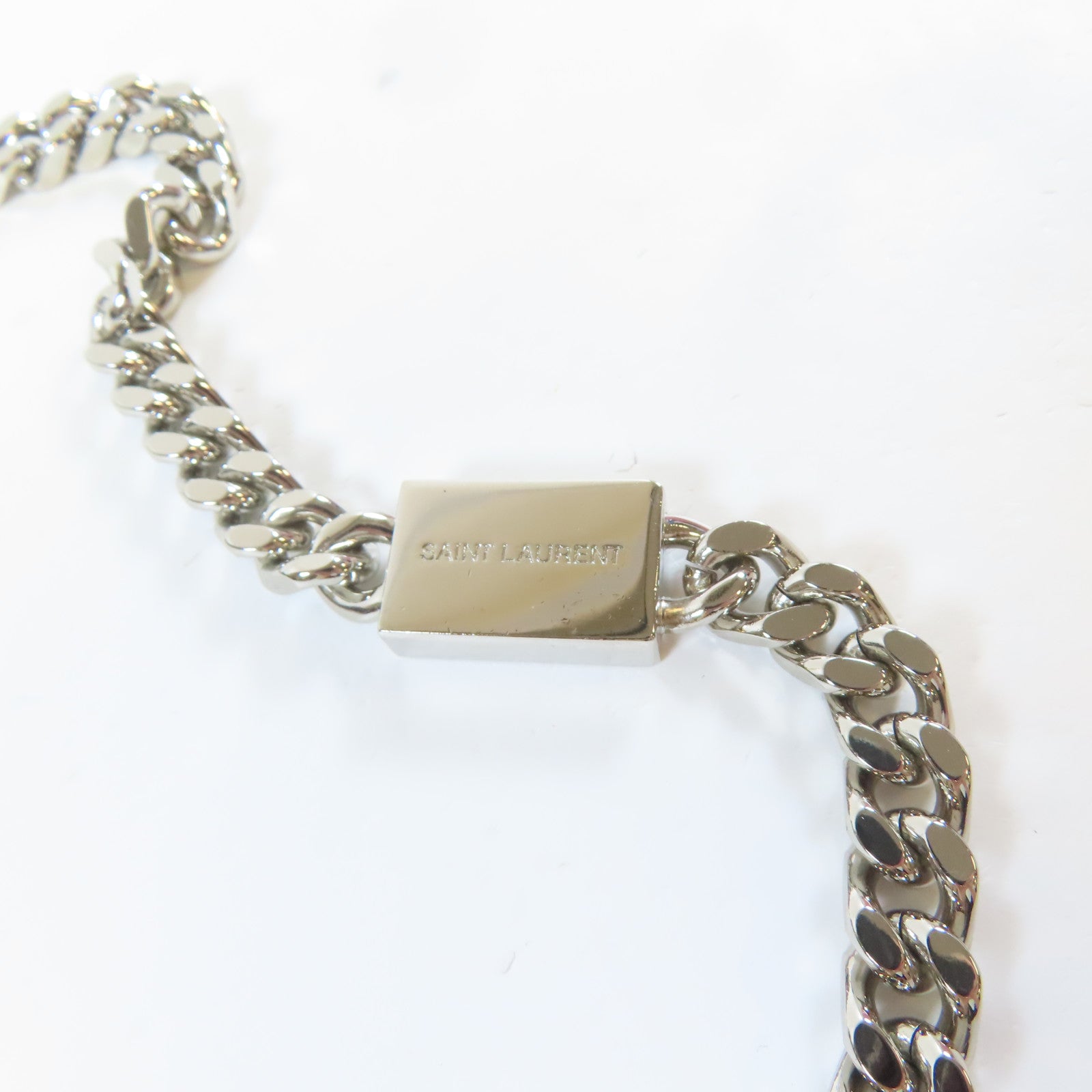 SAINT LAURENT 皮革Chain Shoulder銀扣鏈帶肩背袋黑色