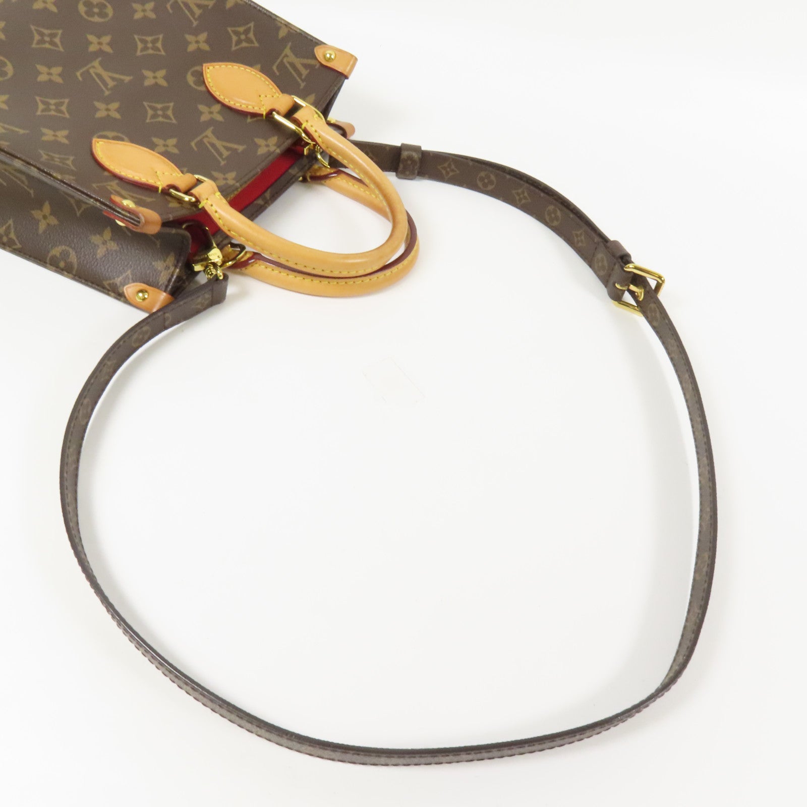 LOUIS VUITTON Monogram Sac Plat BB金扣手挽肩背兩用袋