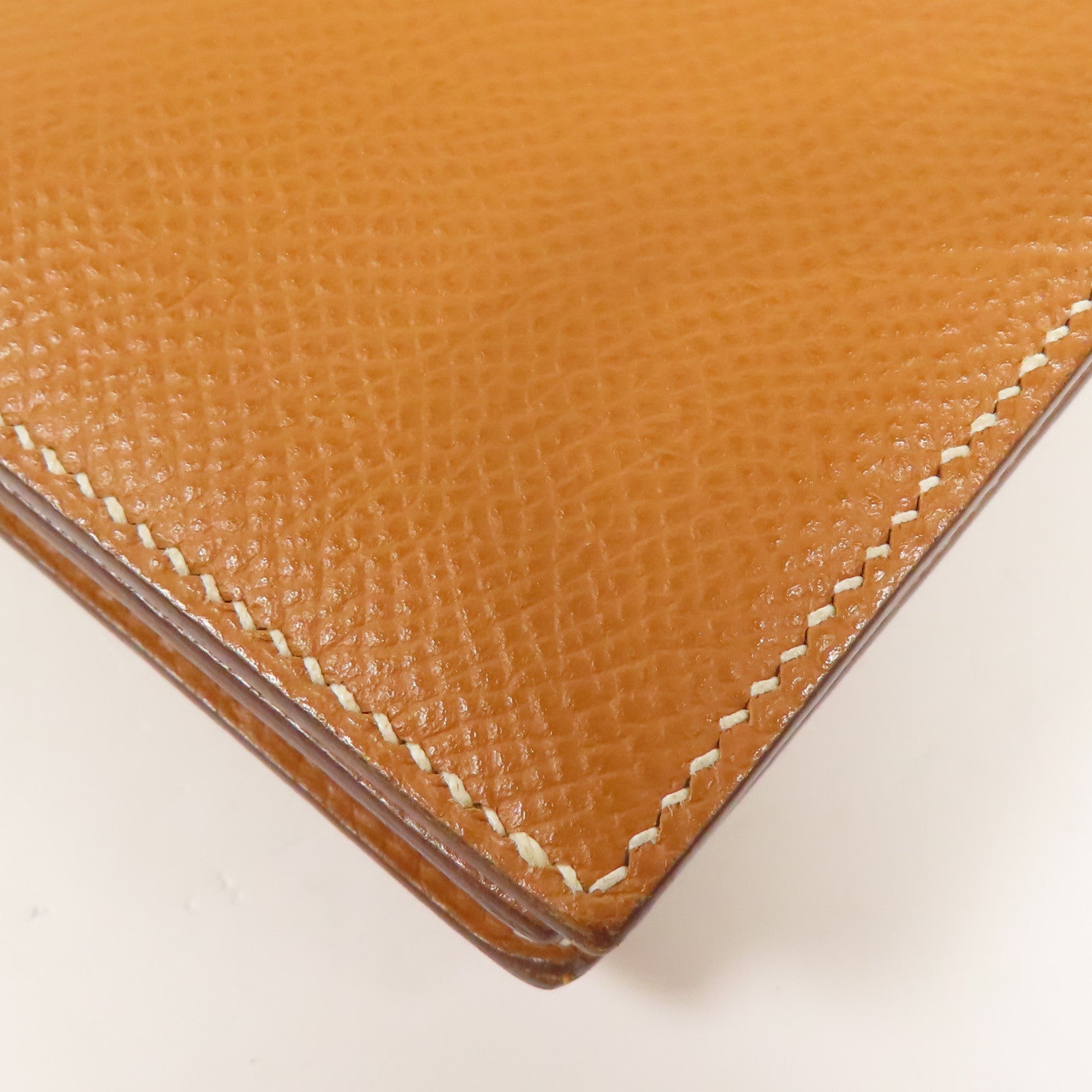 HERMES Epsom皮革Bearn W Snap銀扣長錢包Gold