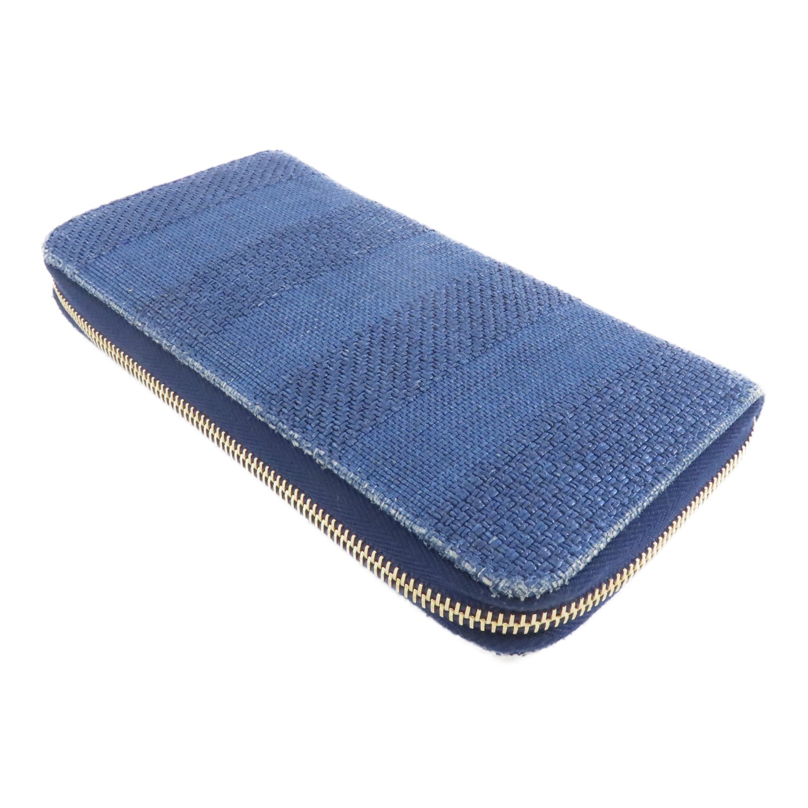 CHANEL 【激減優惠】牛仔布Zipped Long Wallet金扣長錢包藍色
