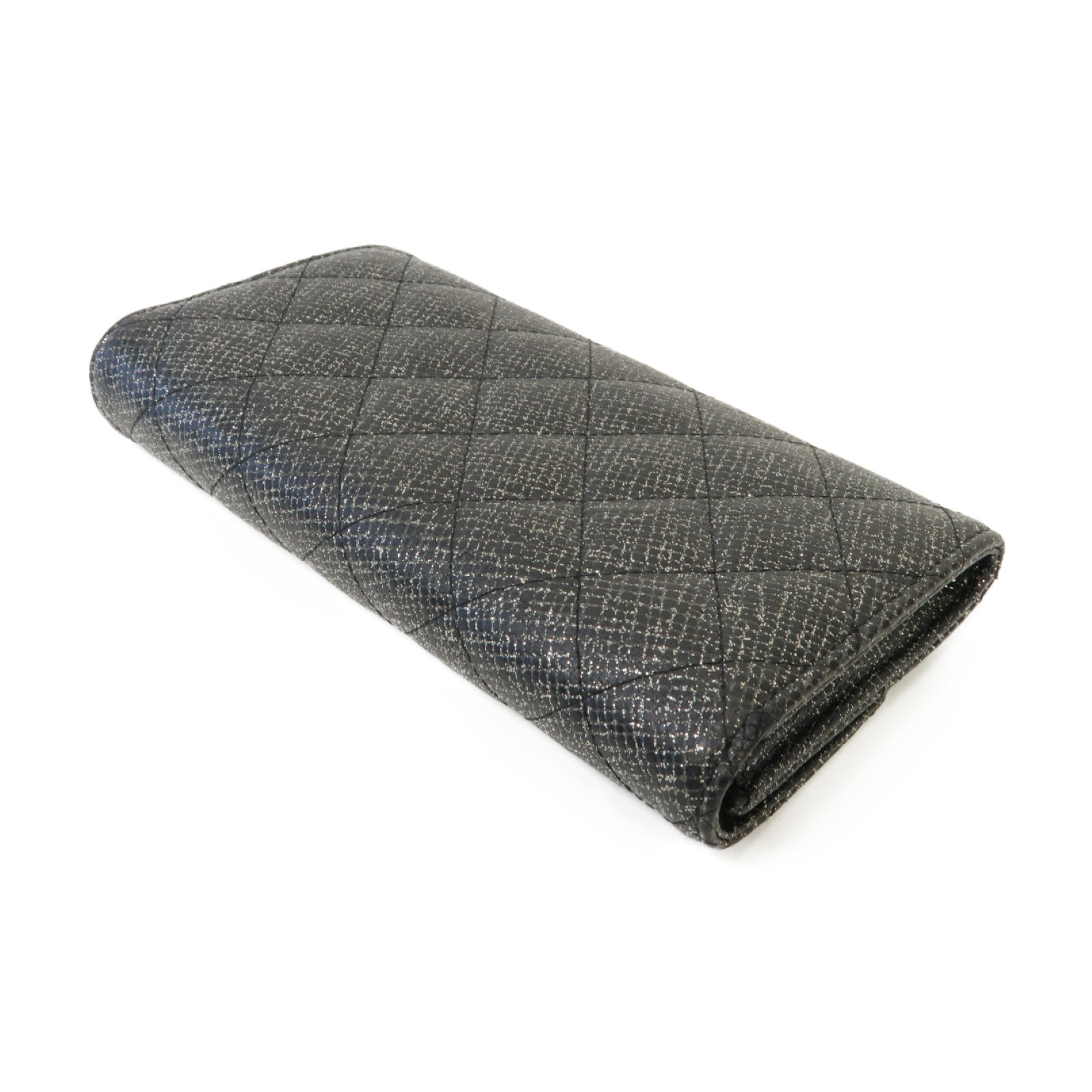 CHANEL 【激減優惠】菱格帆布Long Wallet銀扣長錢包銀色