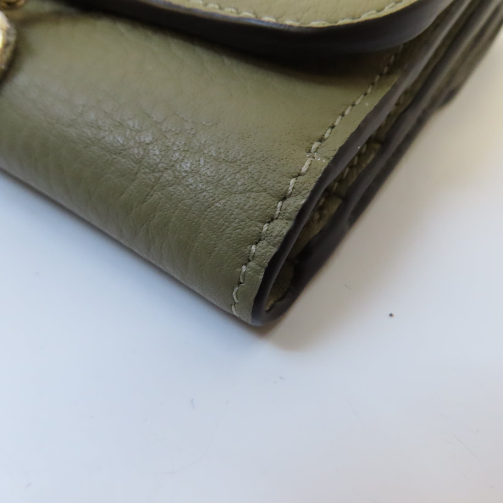 Chloe 【激減優惠】牛皮皮革Wallet金扣錢包綠色